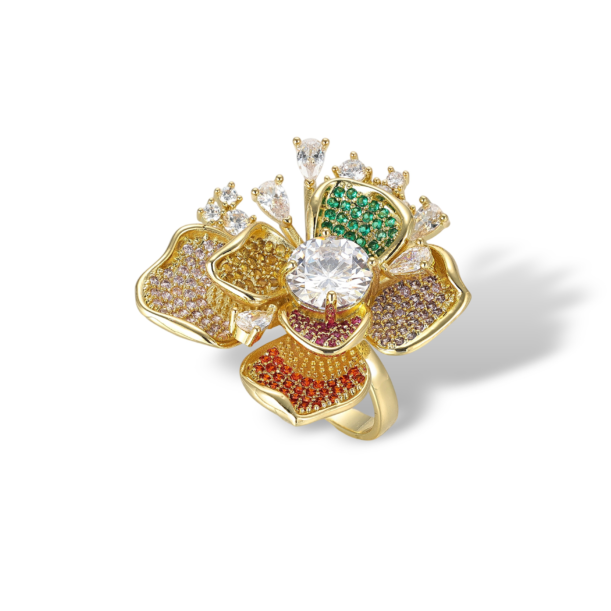 Hélianthe Multicolor Floral Open Ring