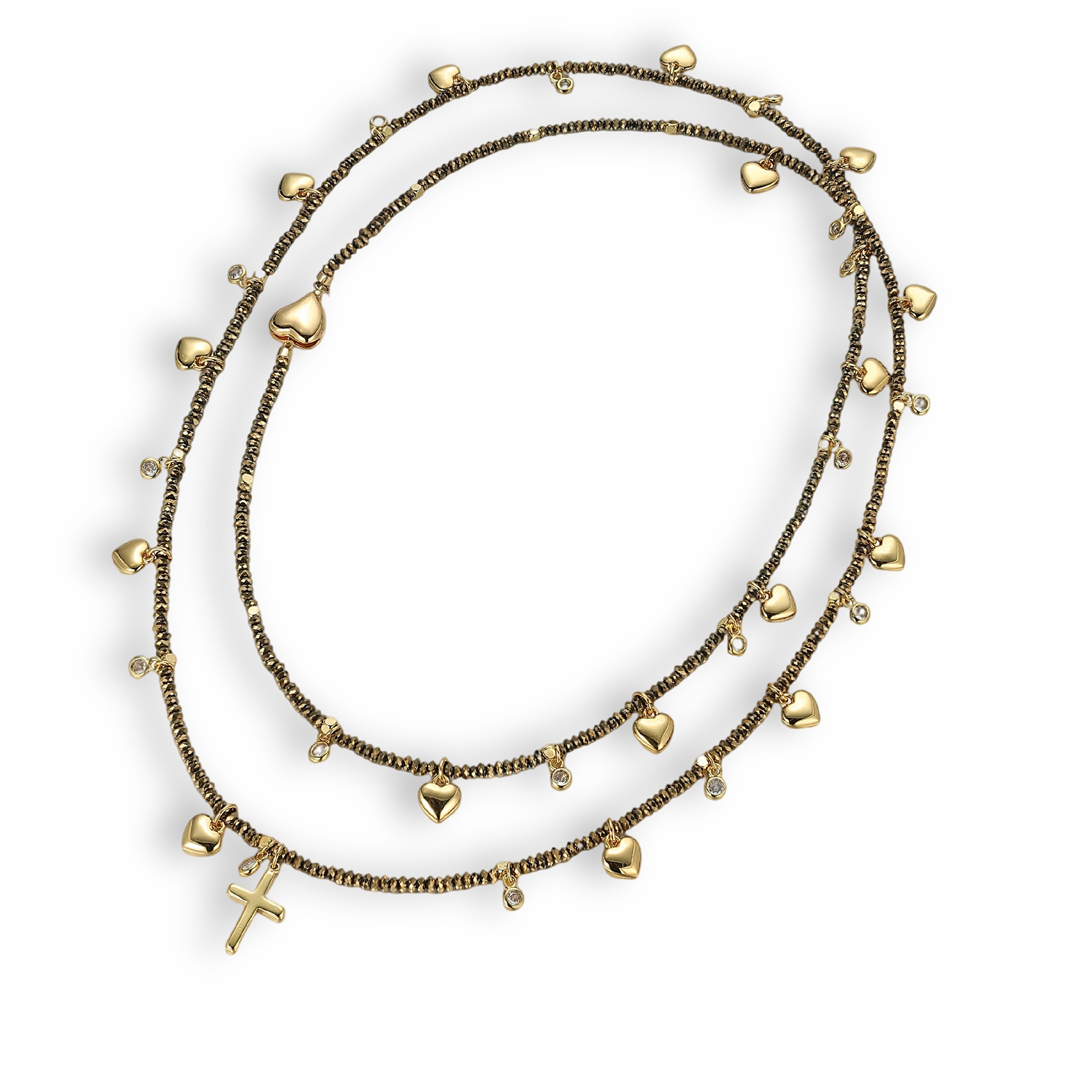 Hedwige 18K Gold Cross Heart Long Necklace
