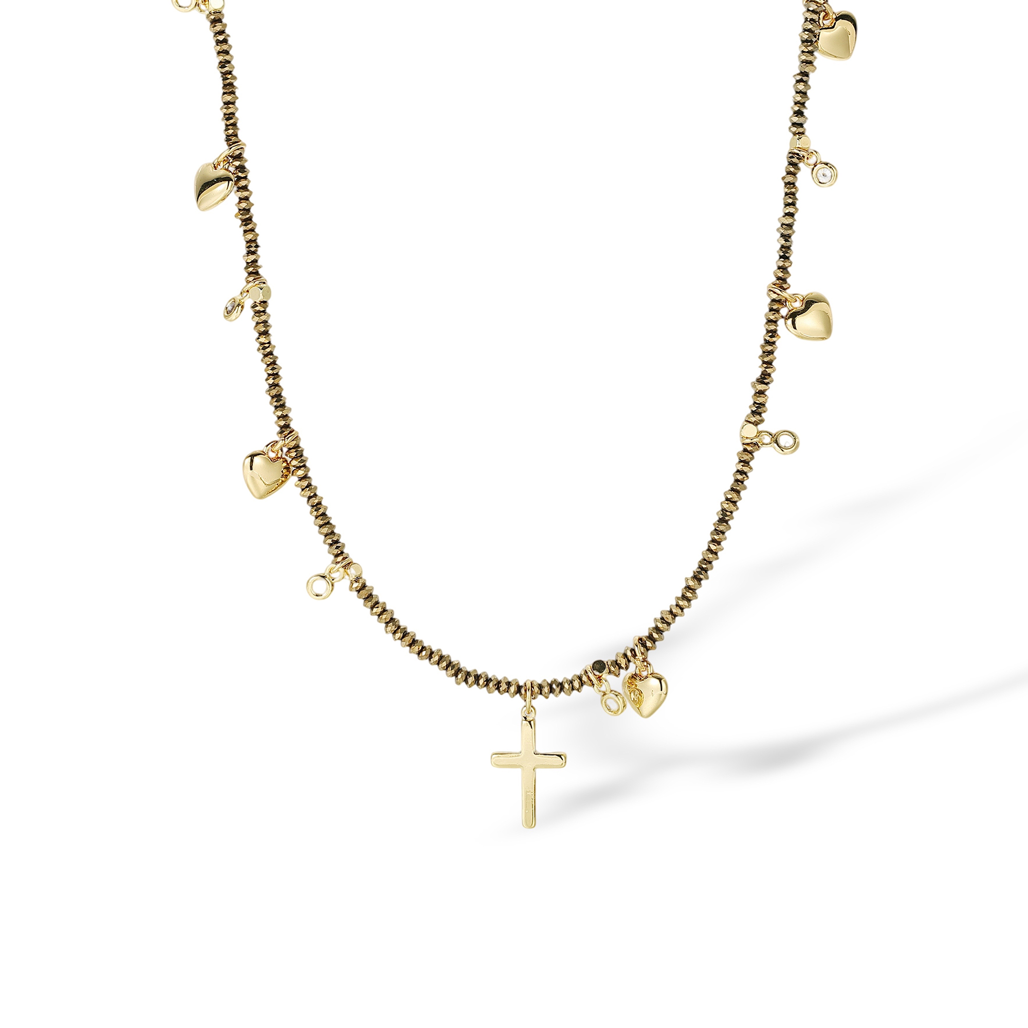 Hedwige 18K Gold Cross Heart Long Necklace