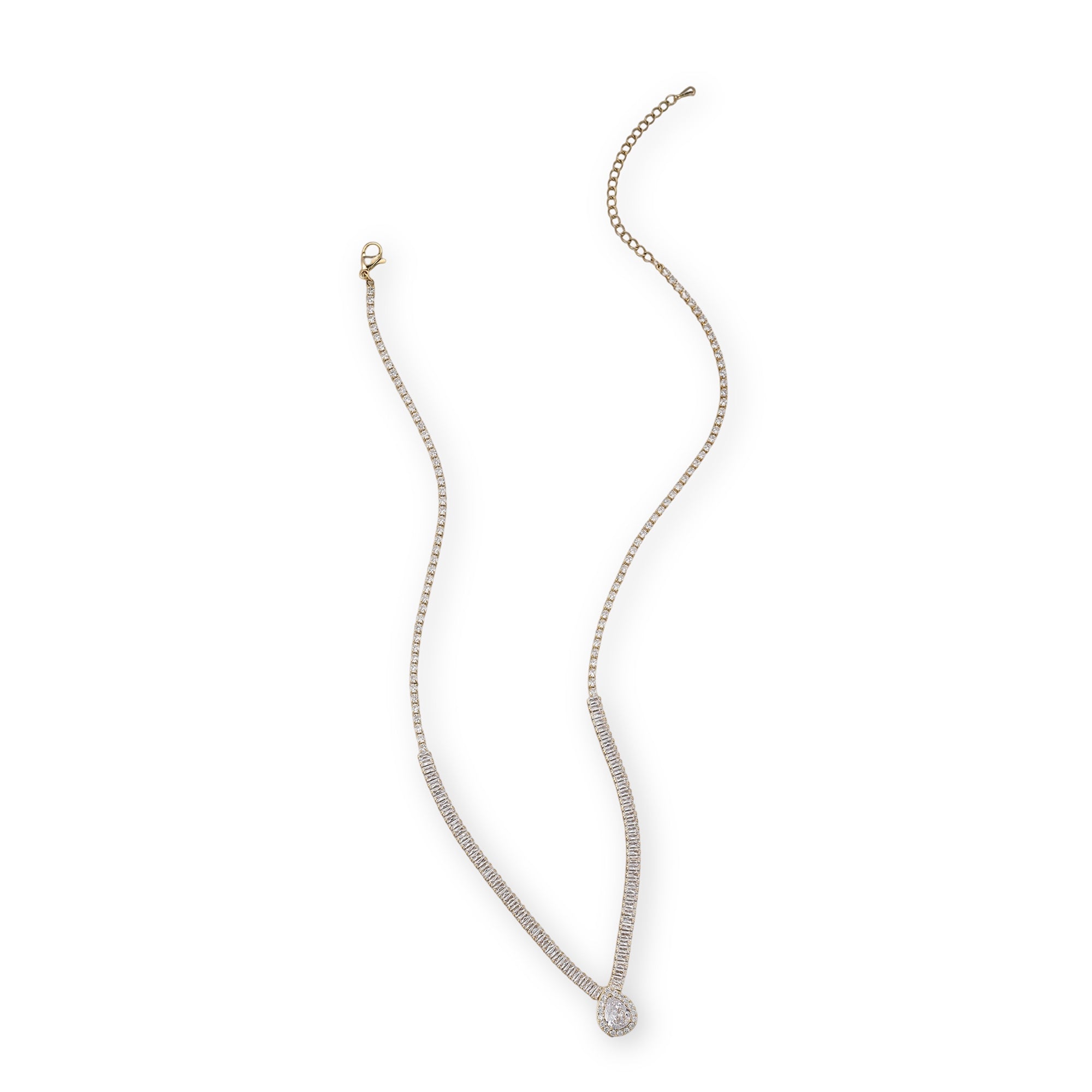 Hermia 14K Gold Baguette Teardrop Necklace