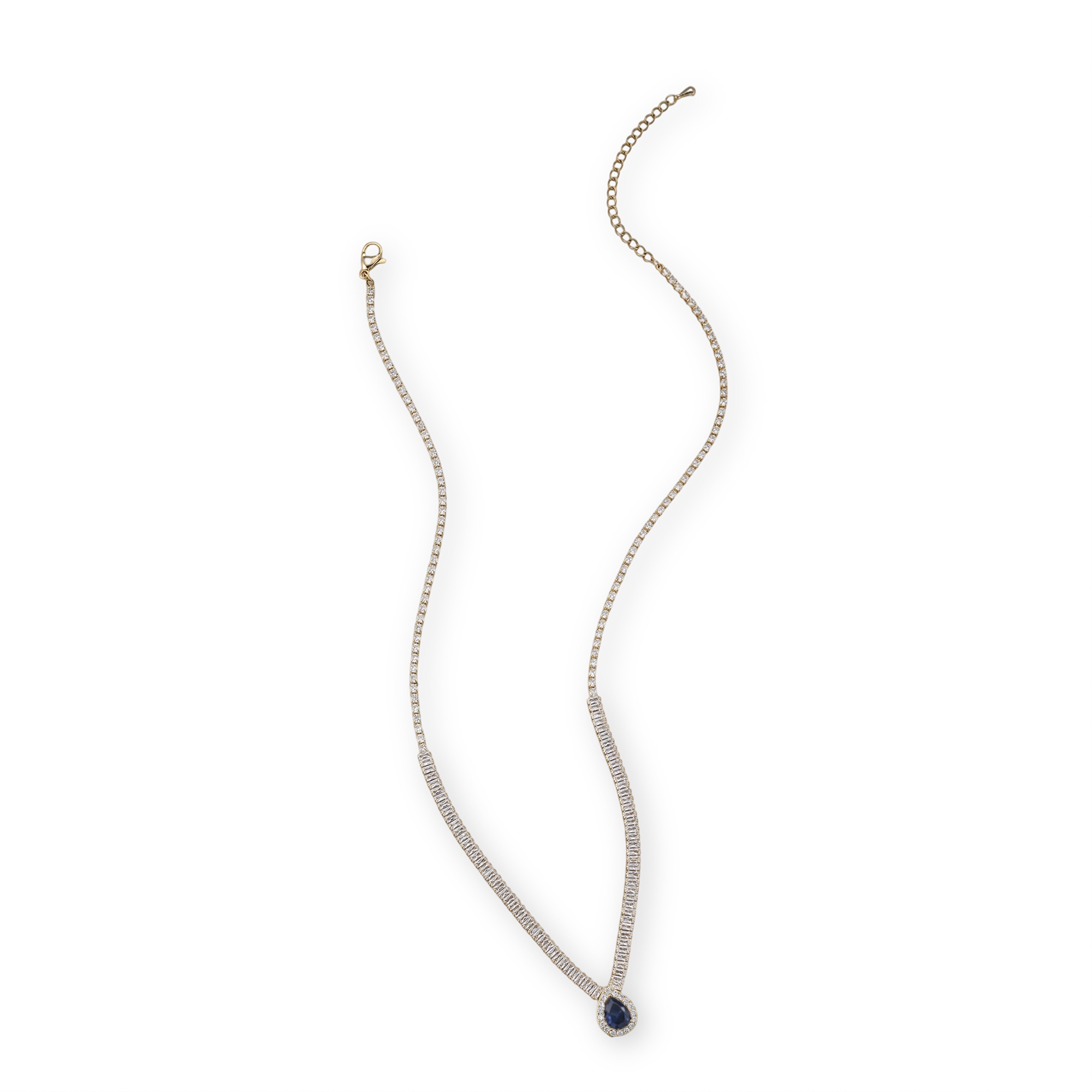 Hermia 14K Gold Baguette Teardrop Necklace