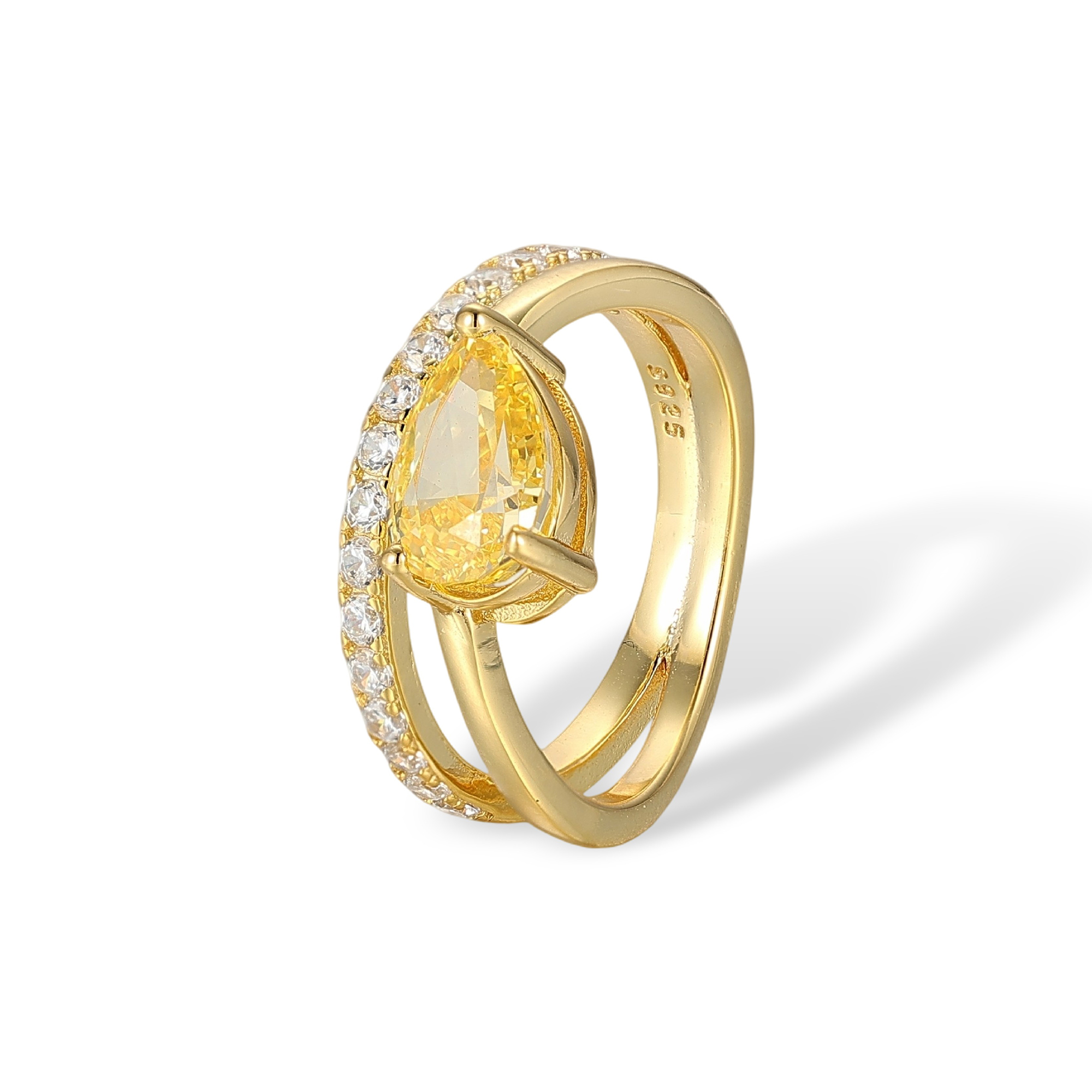 Herwina Yellow Teardrop Ring