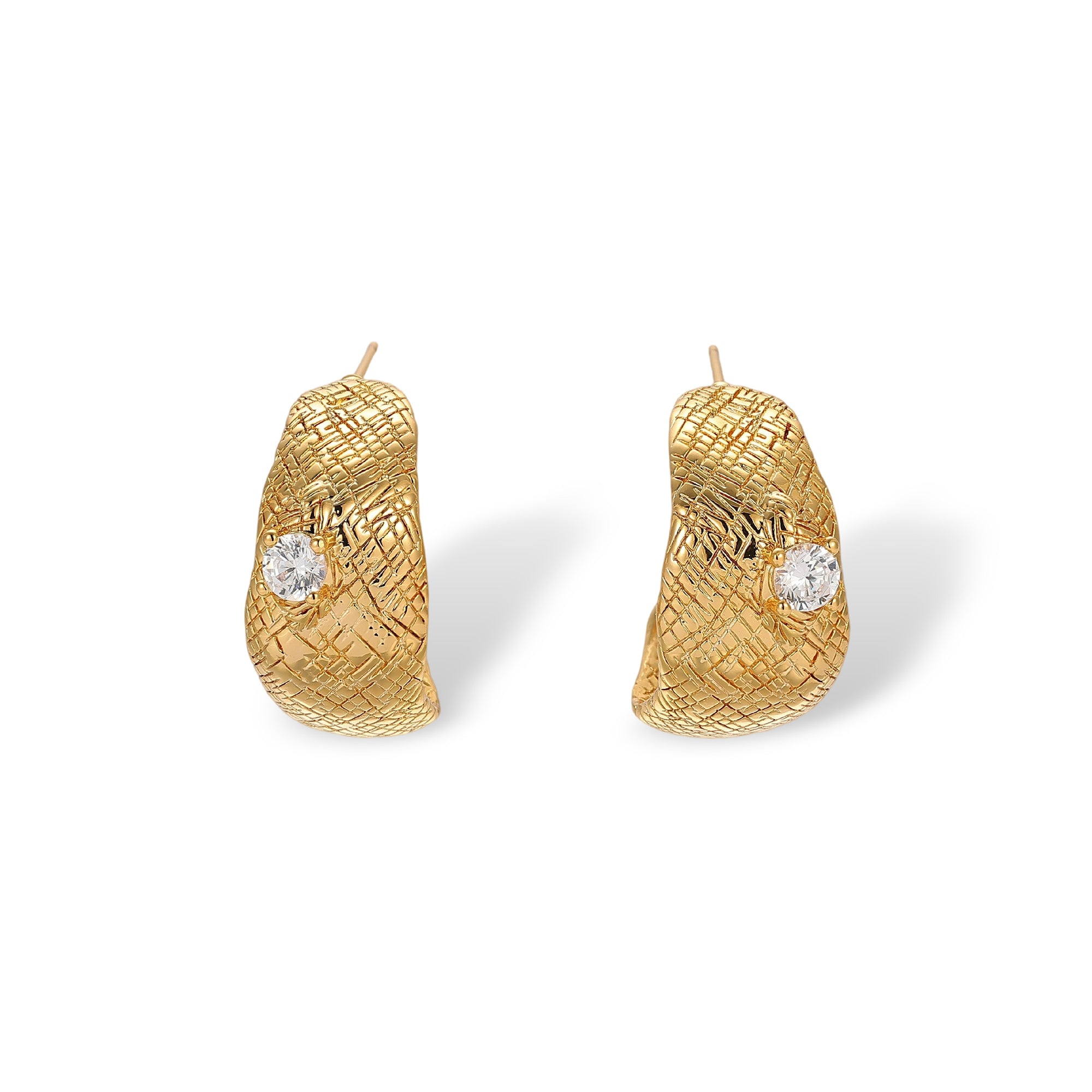 Illyrienne 18K Gold Mesh C Shape Earrings