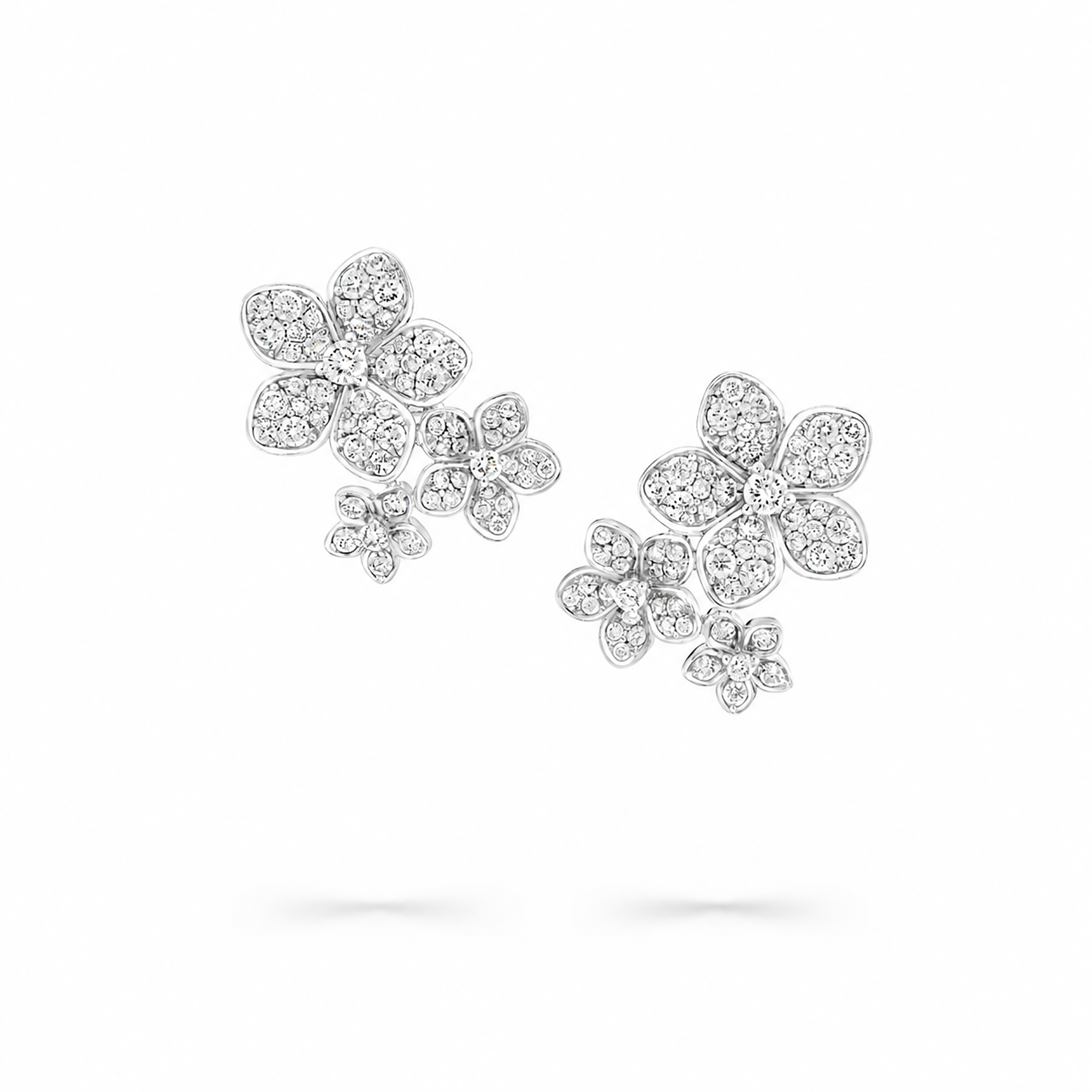 Isabella White Pavé Floral Stud Earrings