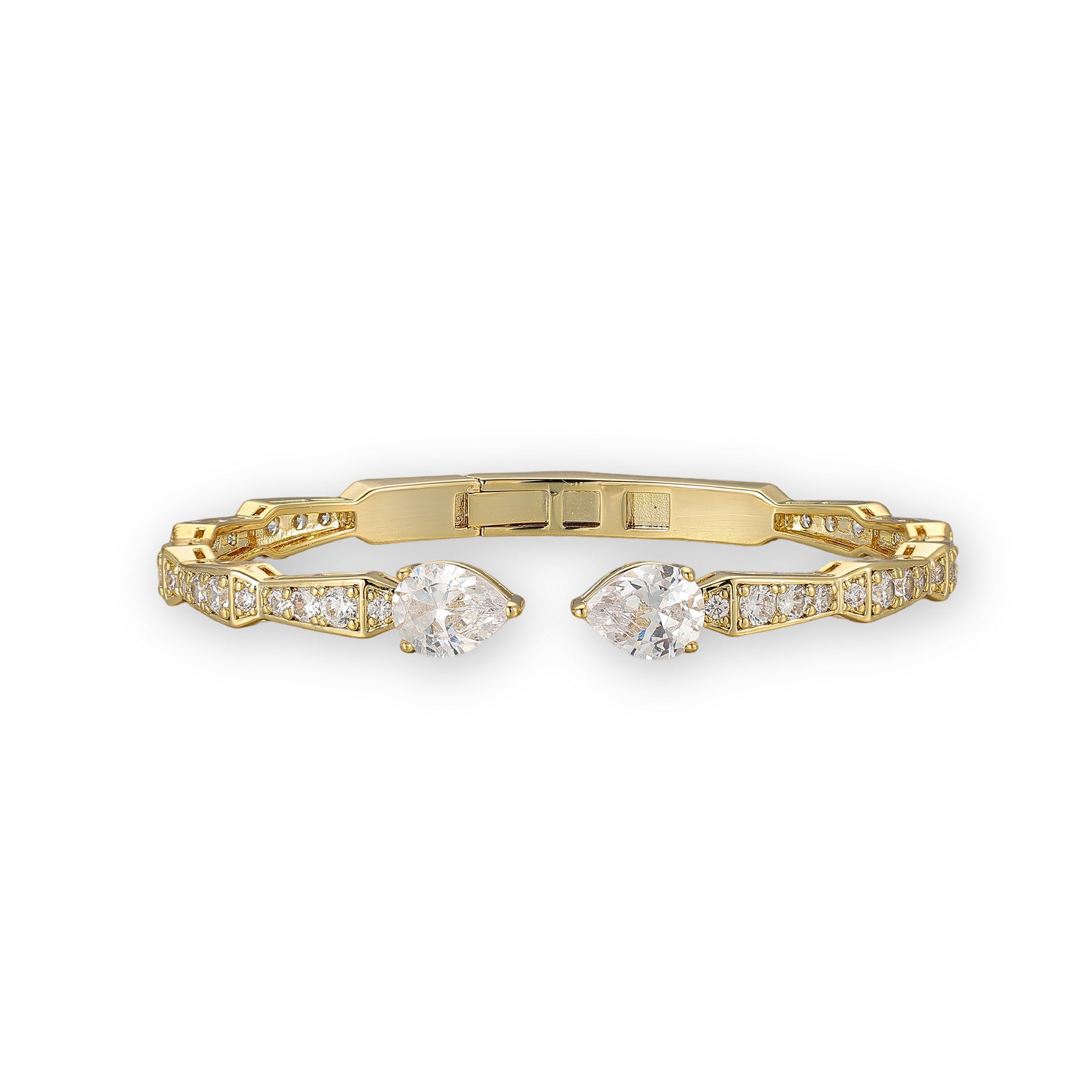 Juliana 14K Gold Dual Teardrop Open Bangle