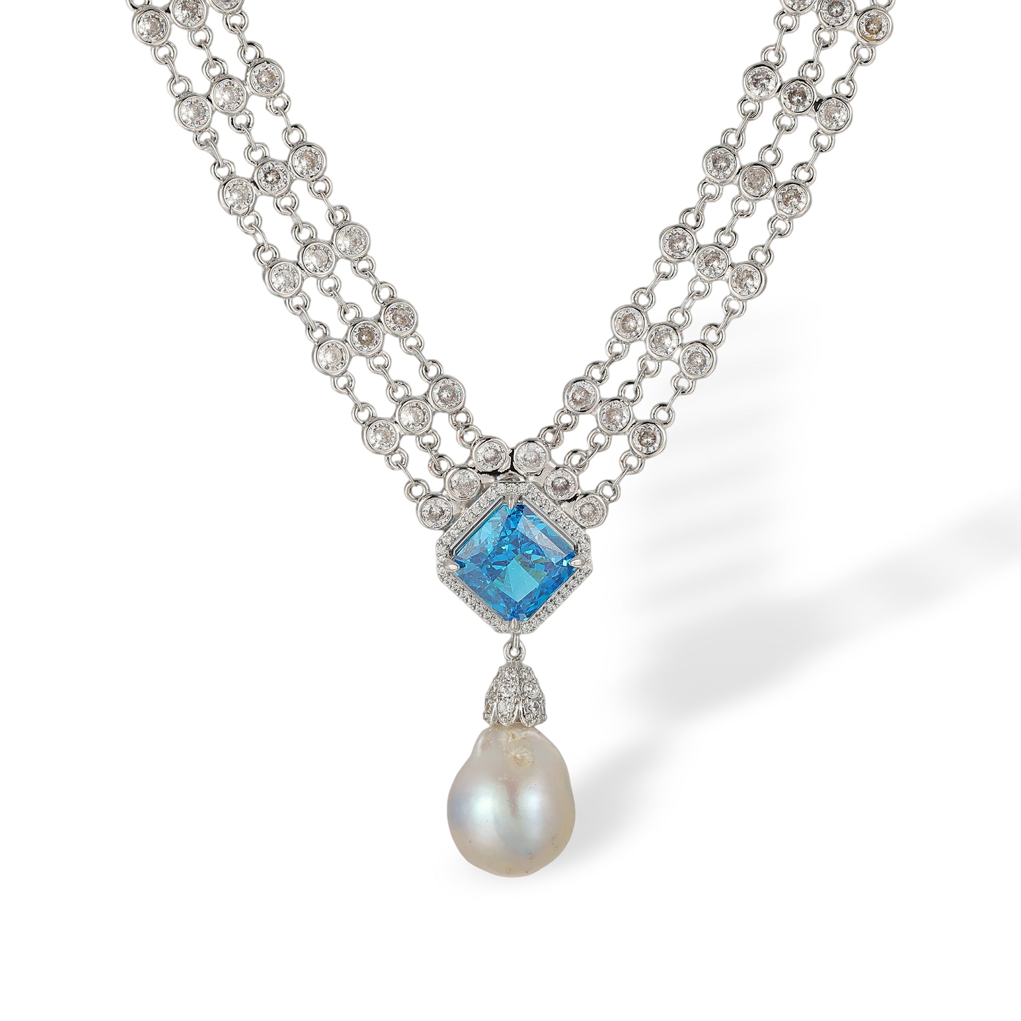 Kaja Blue Square Baroque Pearl Necklace