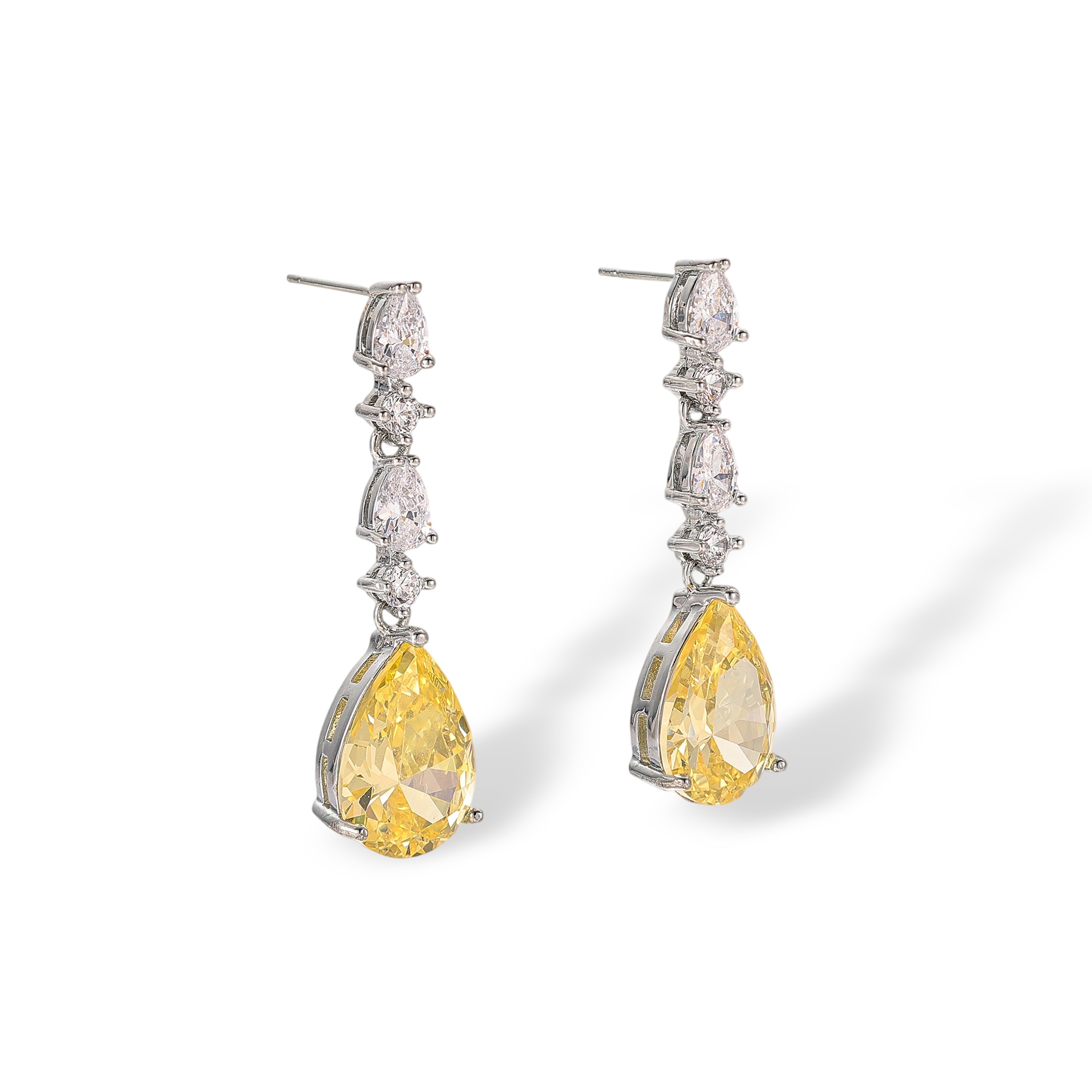 Kallisto Yellow Teardrop Drop Earrings & Necklace Set