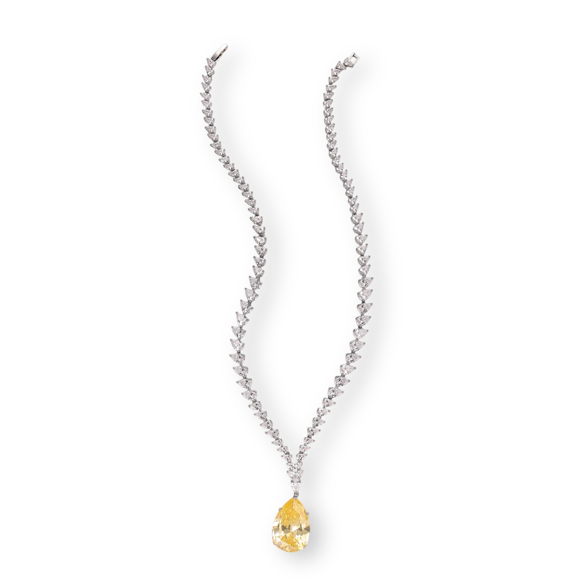 Kallisto Yellow Teardrop Drop Earrings & Necklace Set