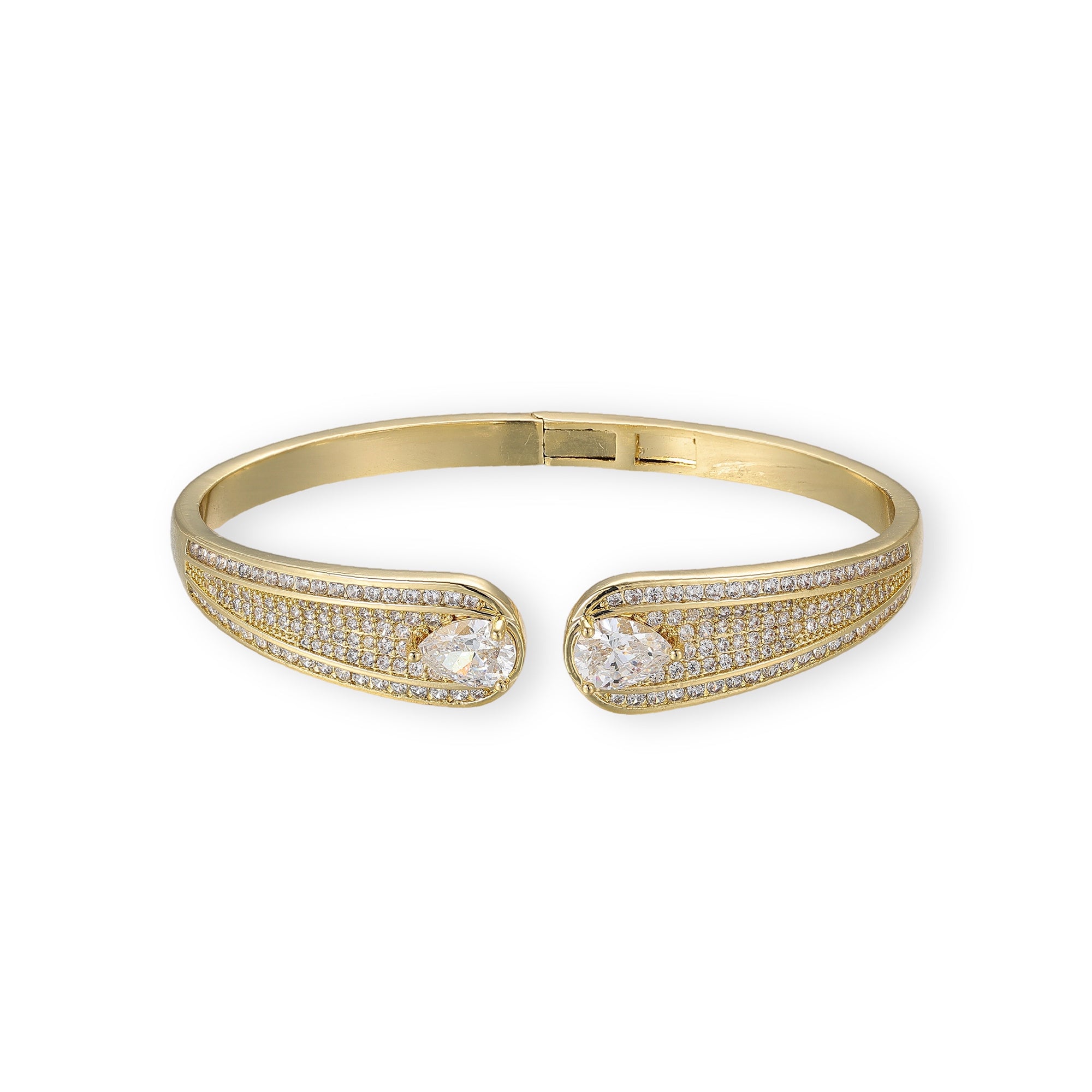 Katrina 14K Gold Teardrop Open Bangle