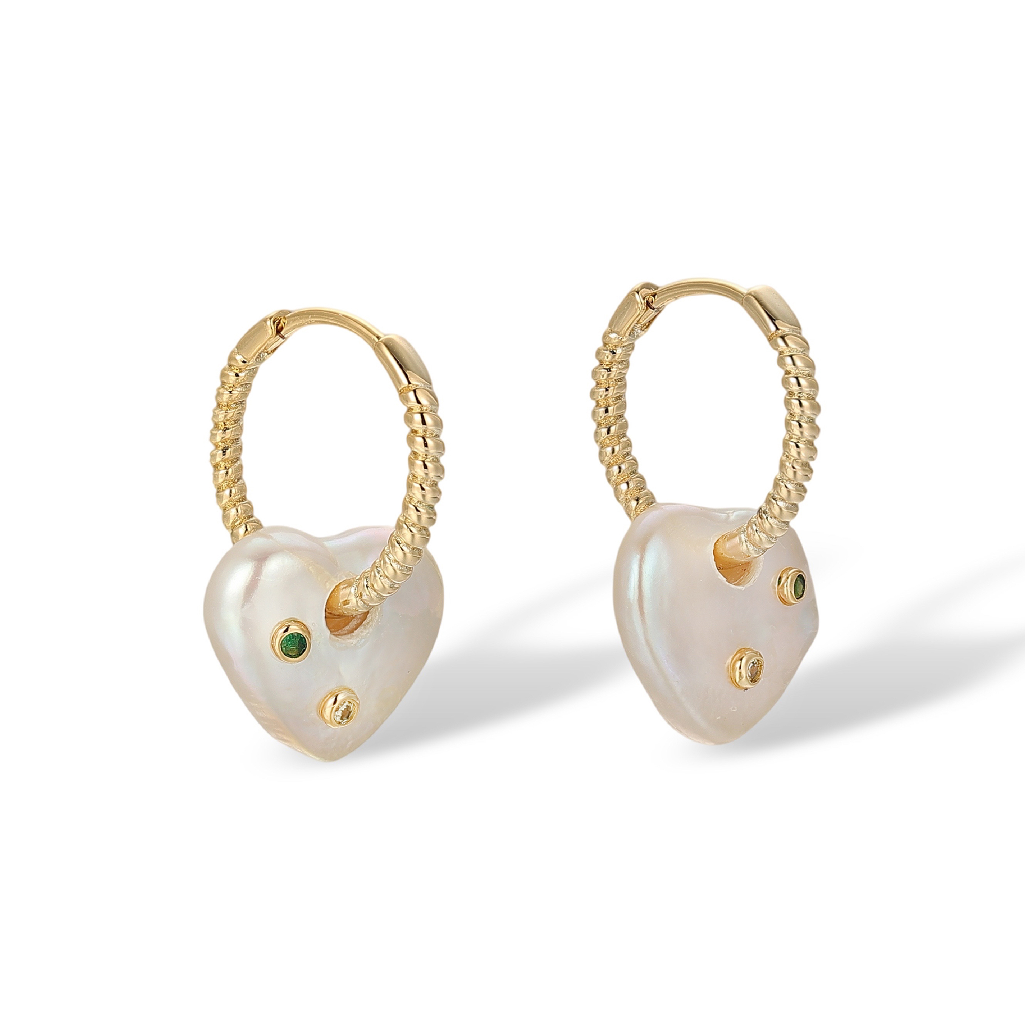 Léonilda White Baroque Pearl Heart Earrings
