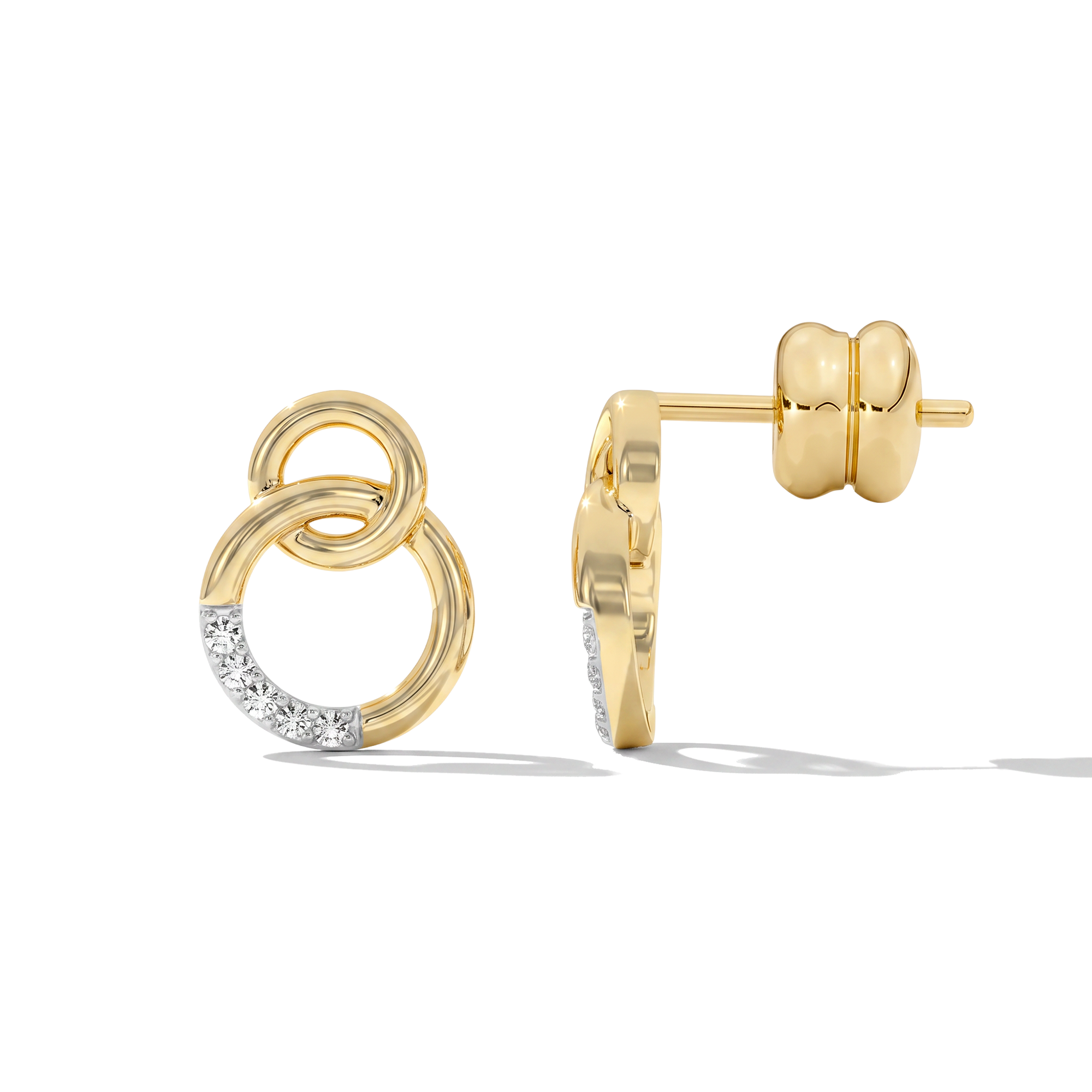 Laurianne 18K Gold Double Circle Drop Earrings