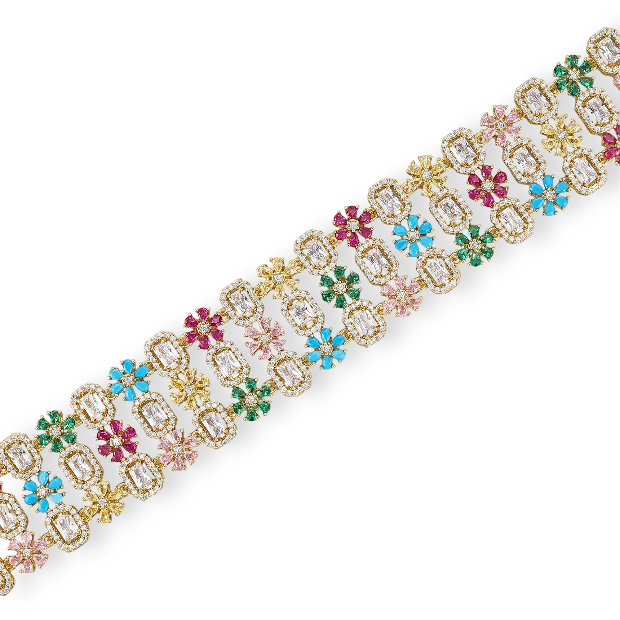Lidwine Multicolor Baguette Floral Bracelet