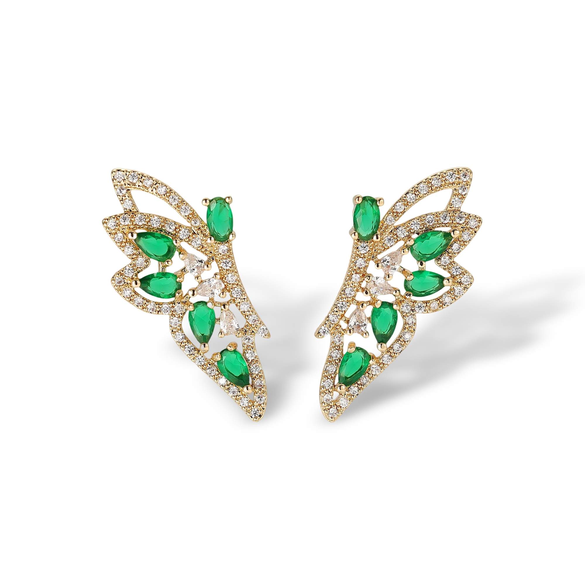 Lilitha Green Butterfly Vine Drop Earrings & Necklace Set