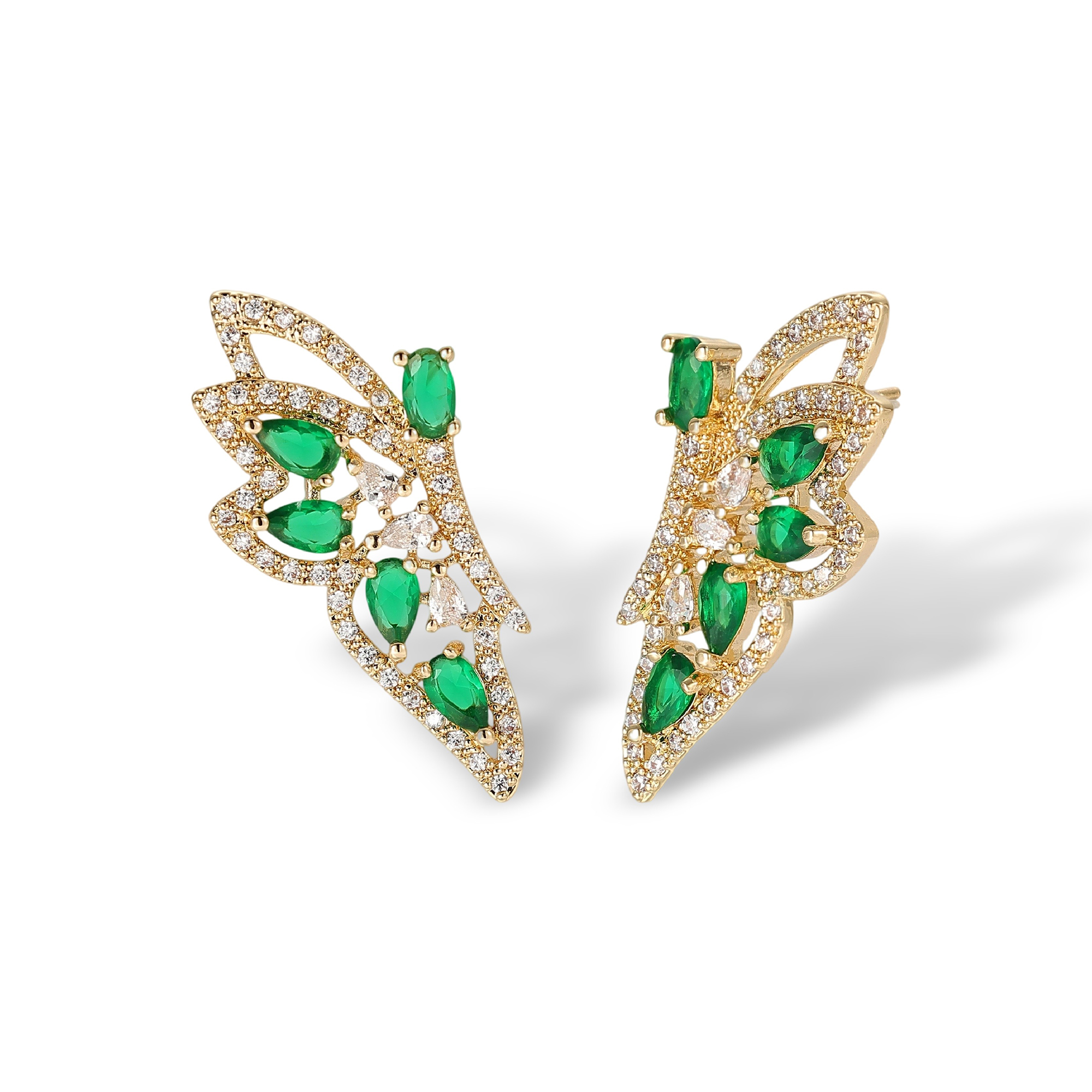 Lilitha Green Butterfly Vine Drop Earrings & Necklace Set