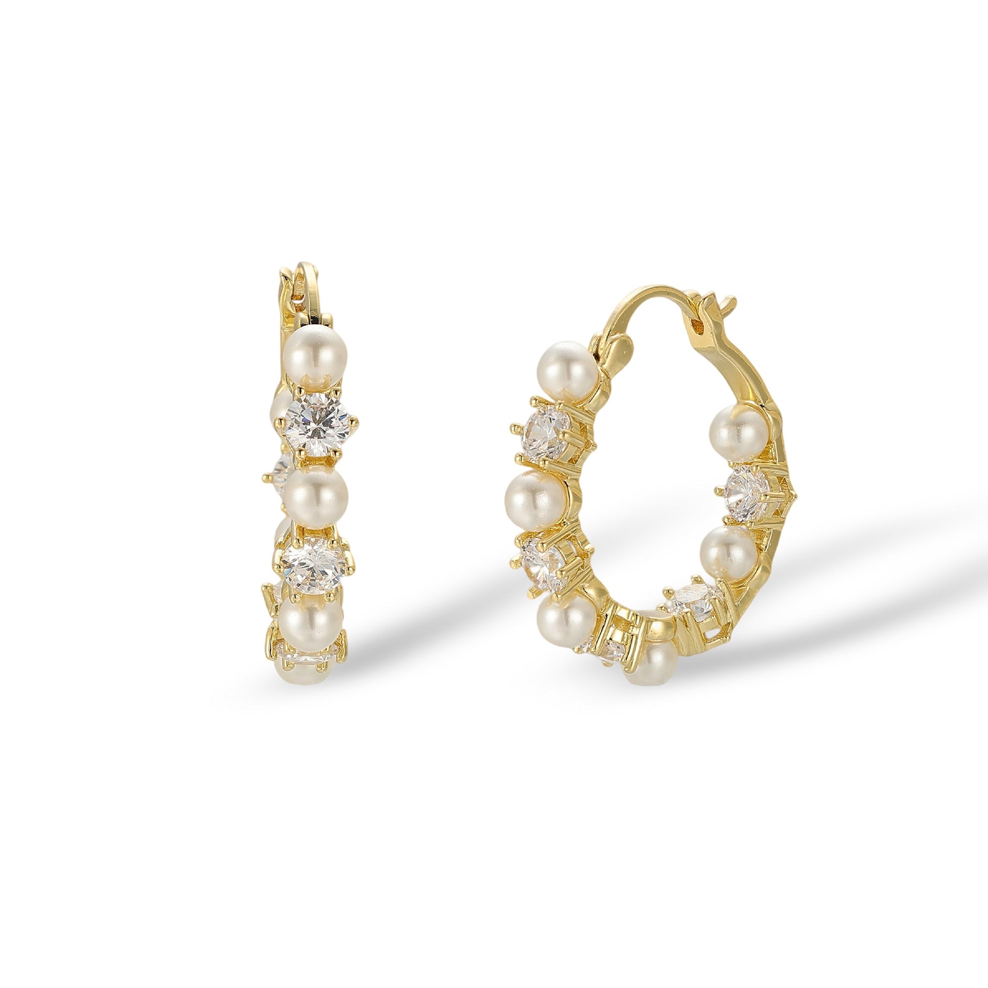 Lilly 14K Gold Pearl Hoop Earrings