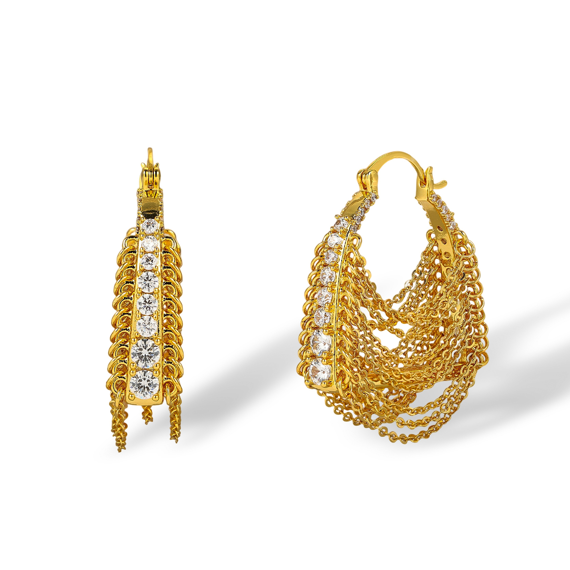 Lorena 18K Gold Layered Chain Hoop Earrings