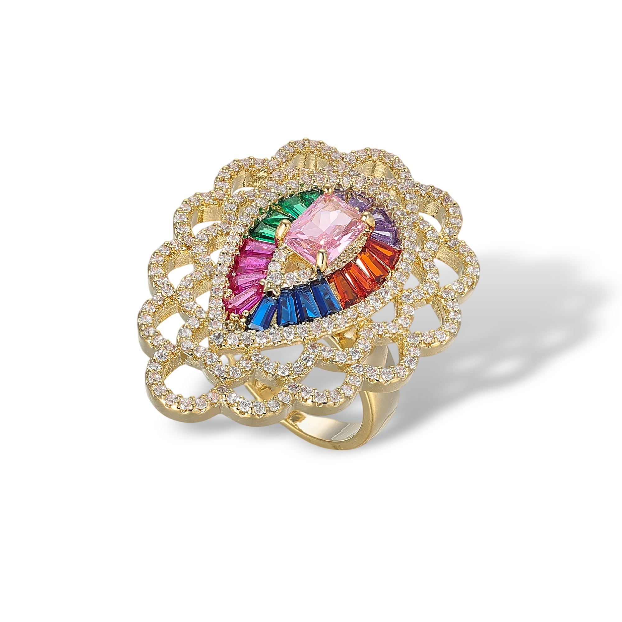 Lothildis Multicolor Teardrop Open Ring