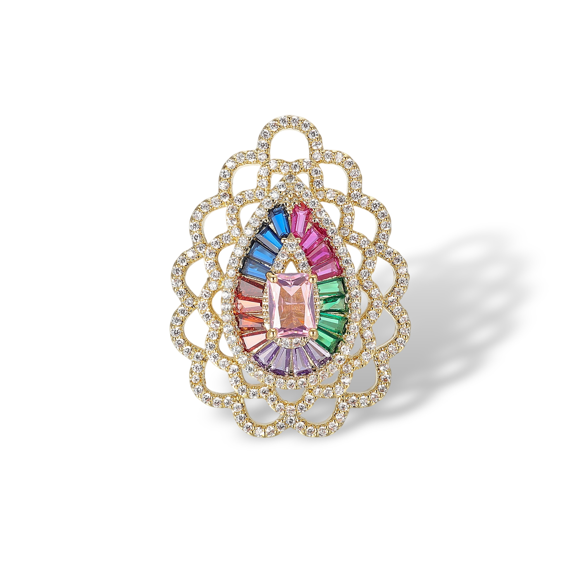 Lothildis Multicolor Teardrop Open Ring
