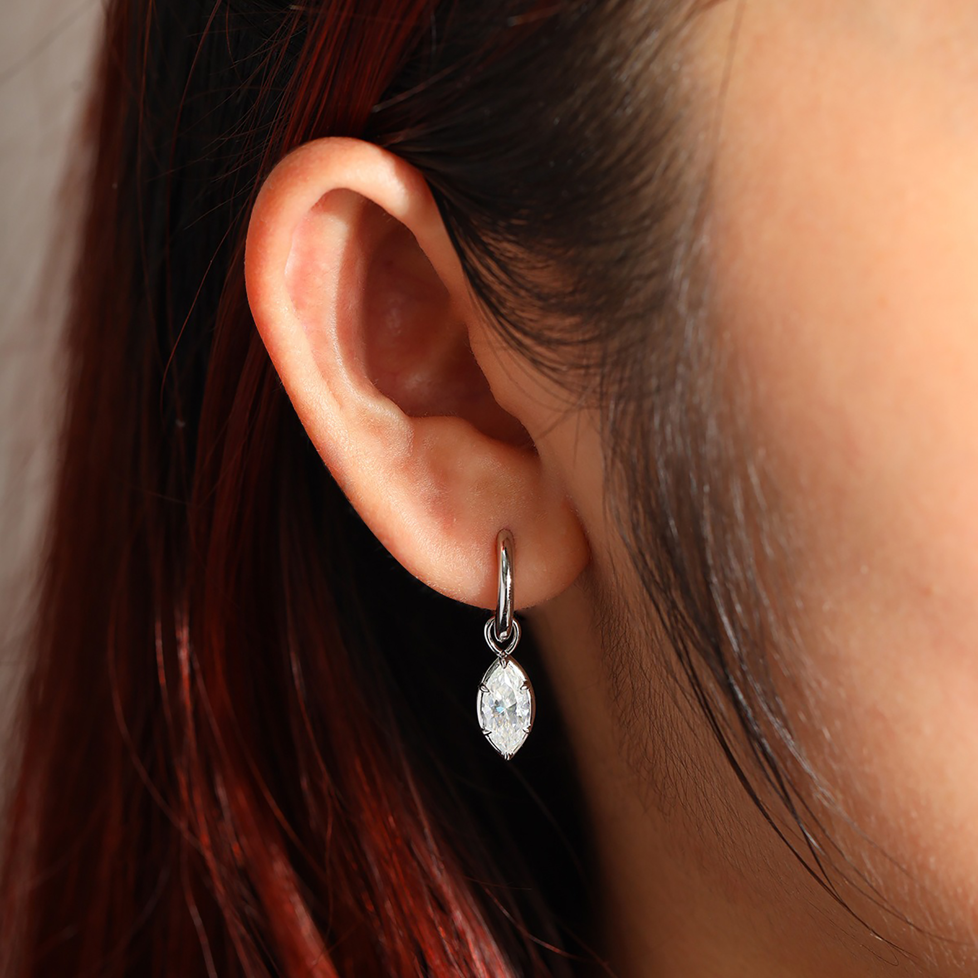 Ludovica 18K Gold Marquise Moissanite Drop Earrings 