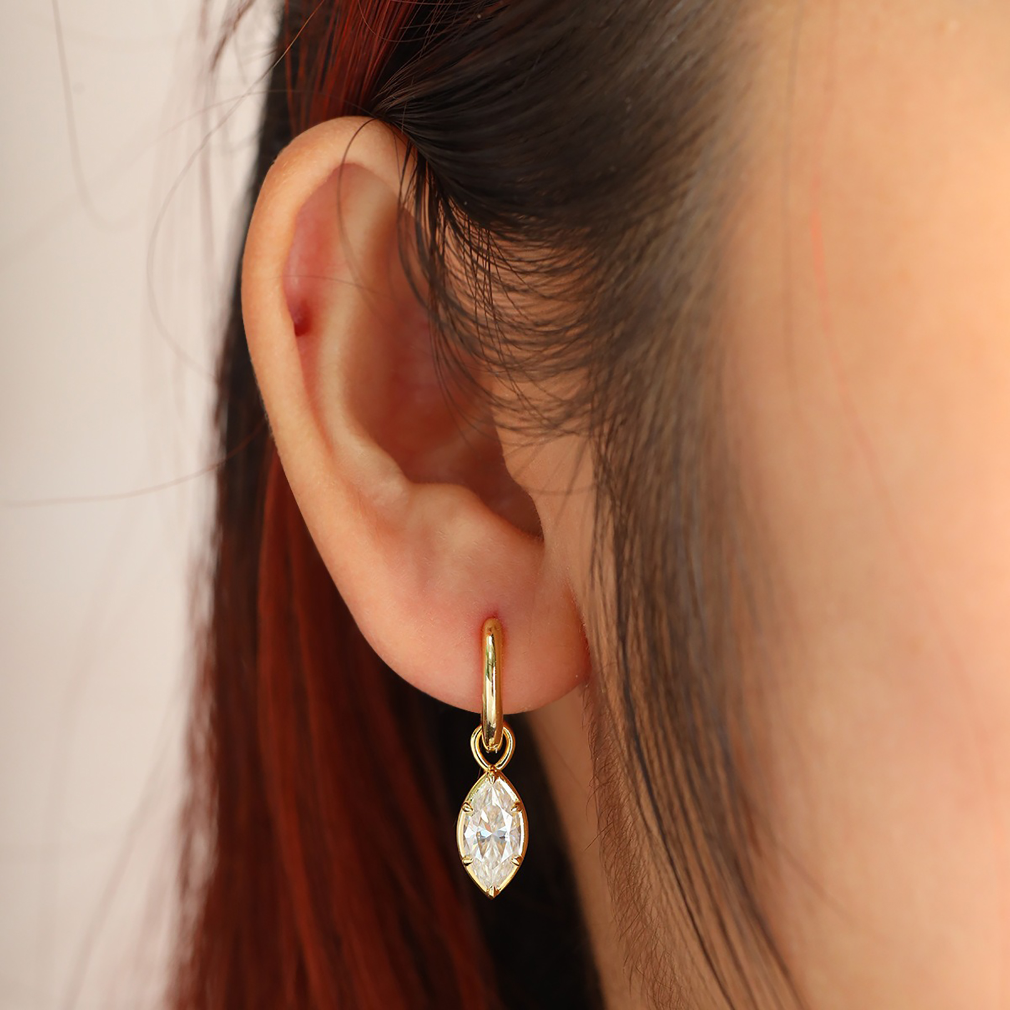 Ludovica 18K Gold Marquise Moissanite Drop Earrings 