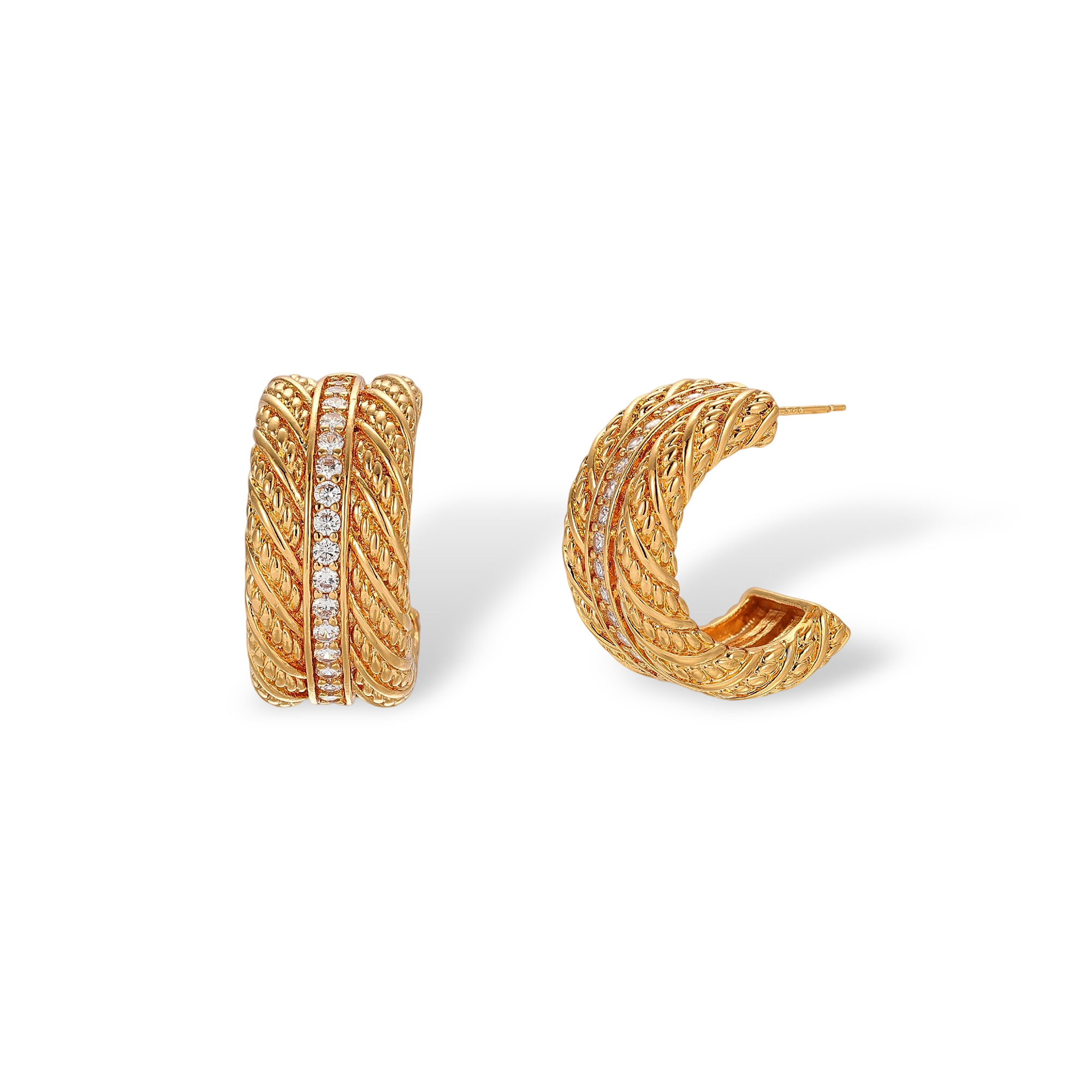 Maïté 18K Gold Twisted Cable C Shaped Earrings