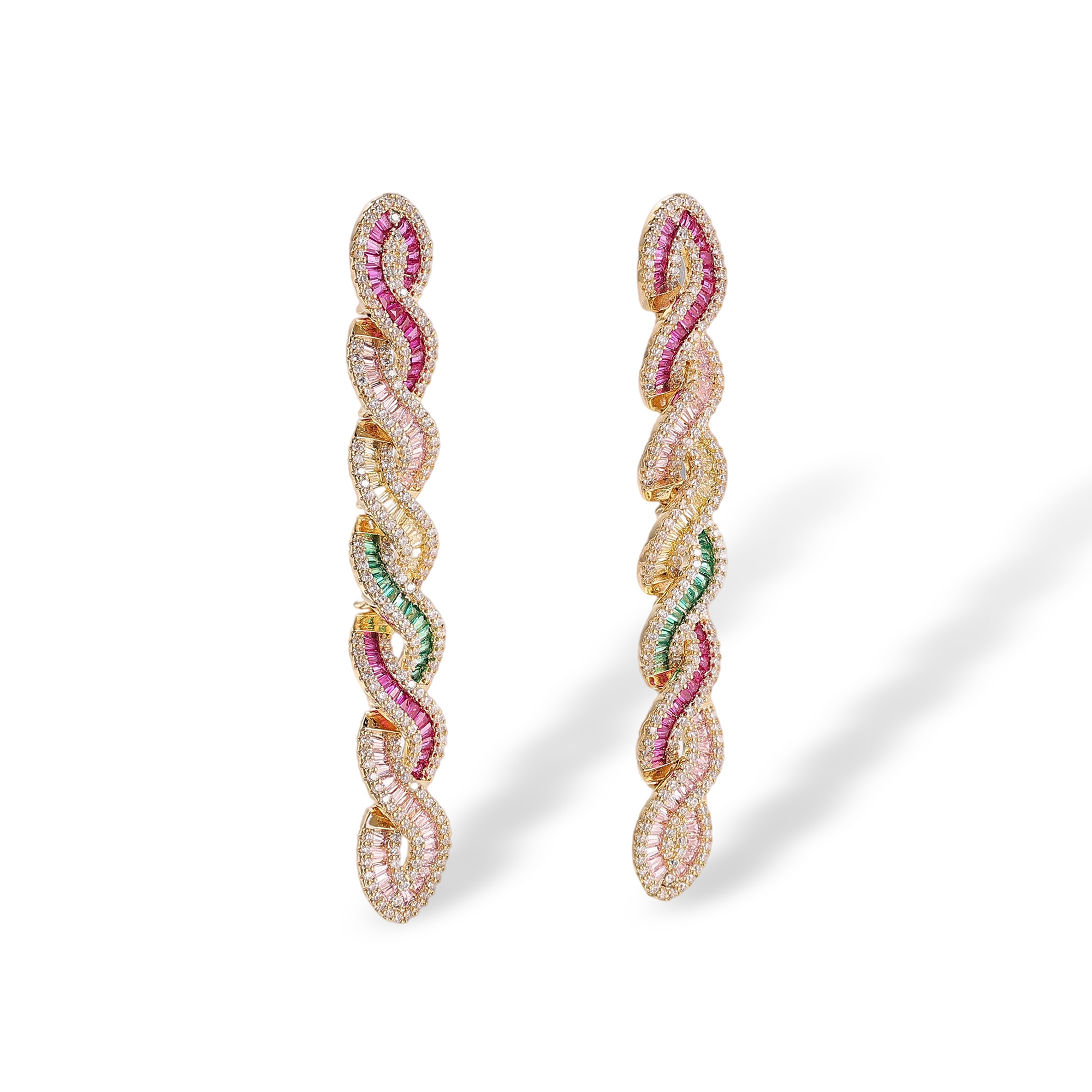 Madalène Multicolor Twisted Cable Wave Drop Earrings
