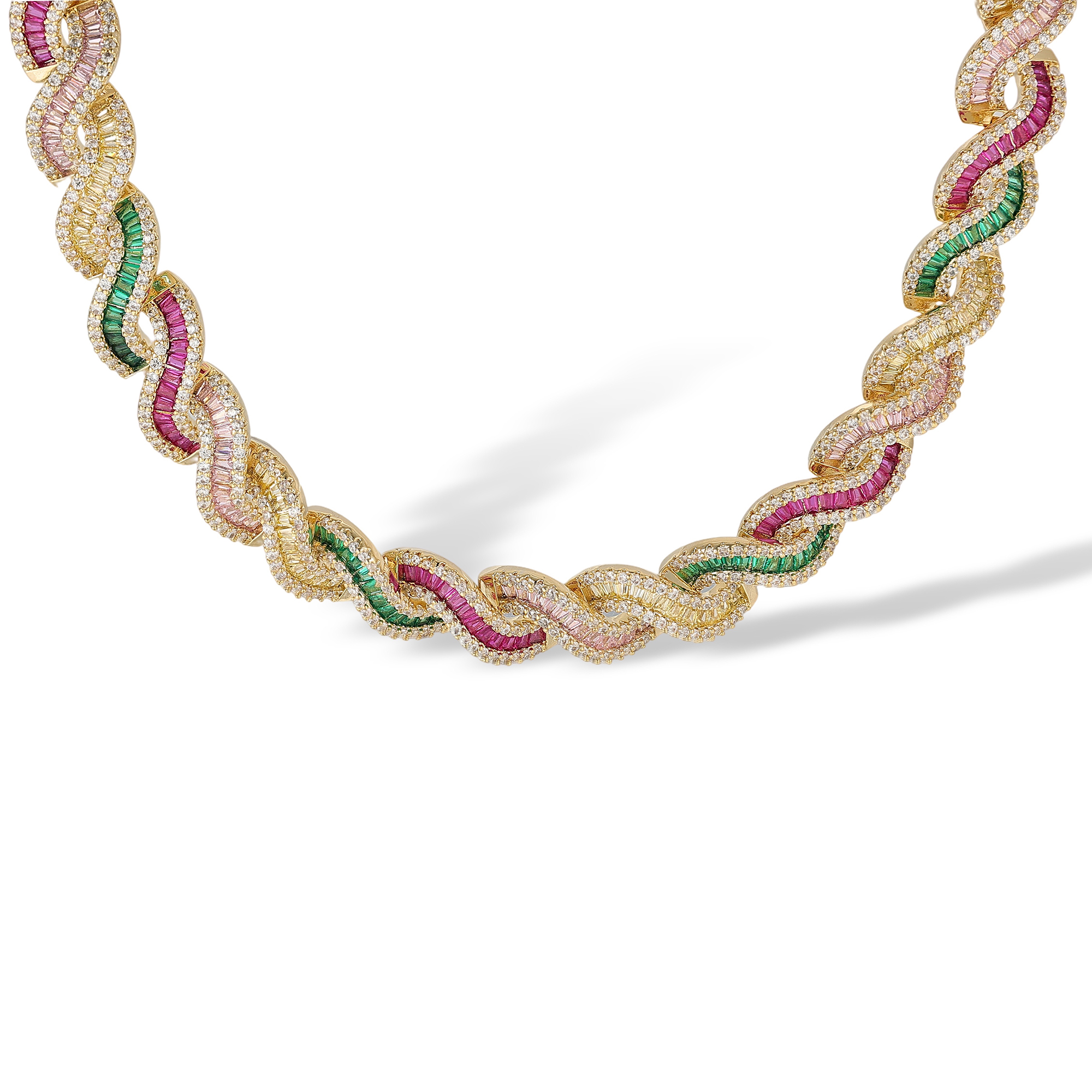 Madalène Multicolor Twisted Cable Wave Necklace