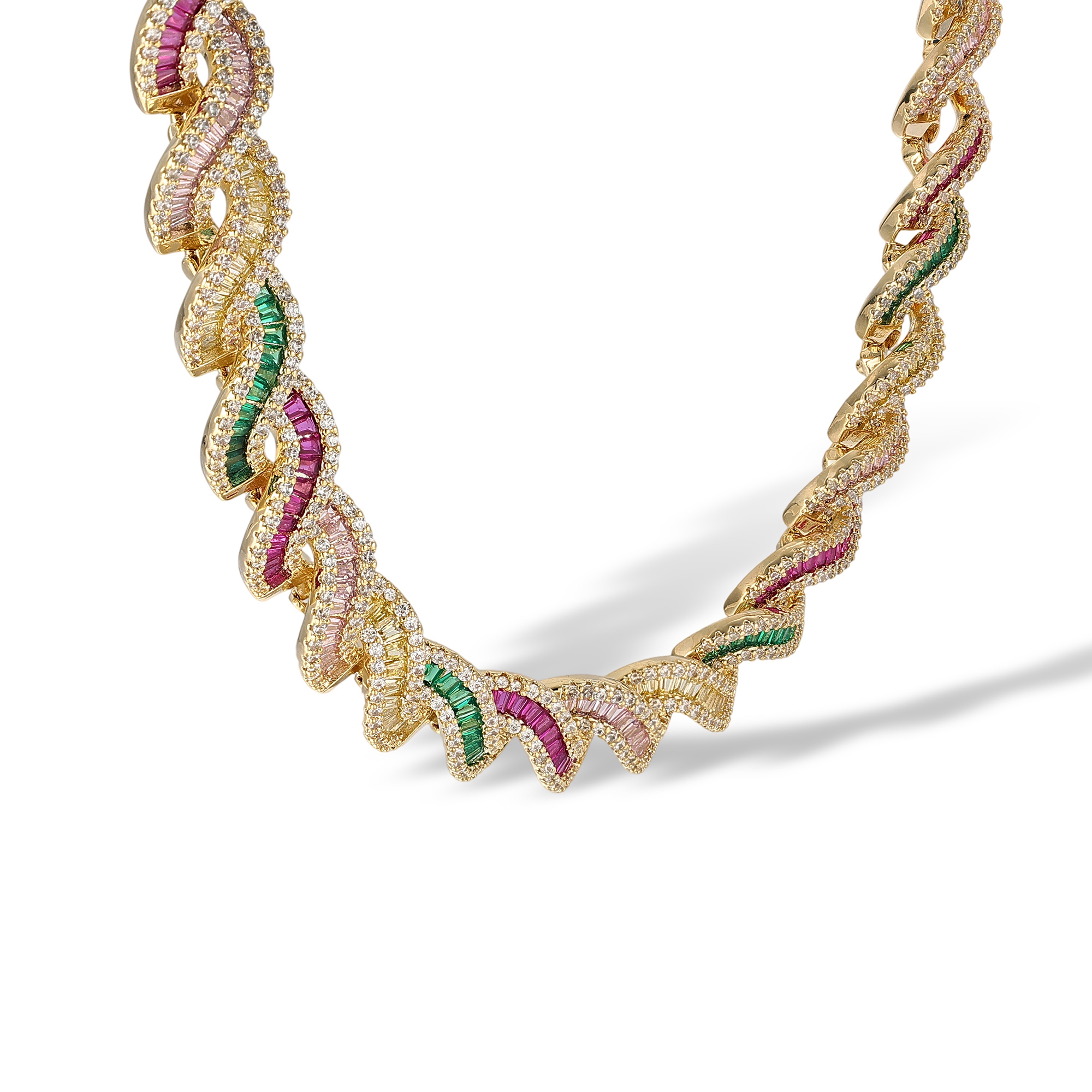 Madalène Multicolor Twisted Cable Wave Necklace