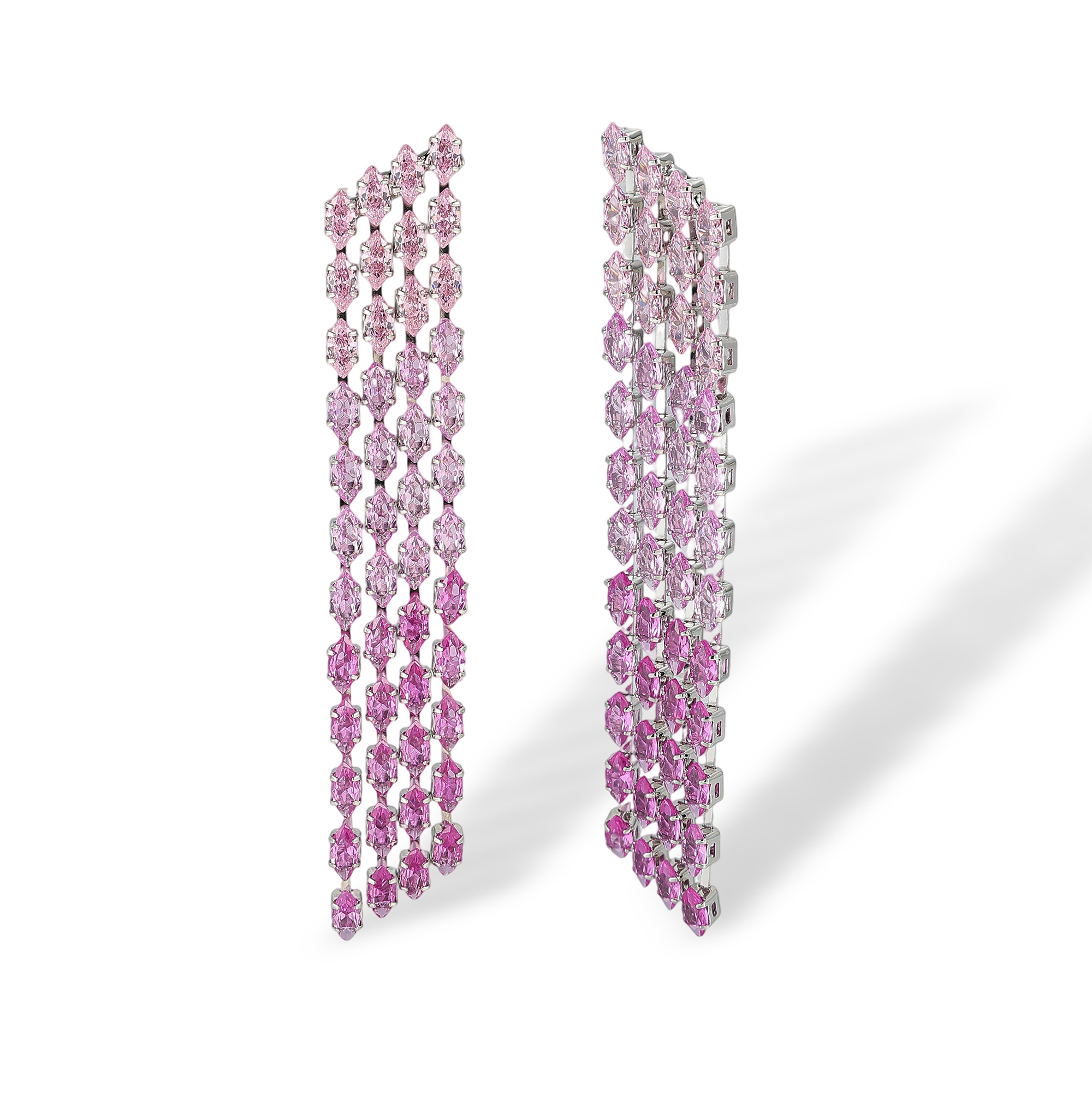 Madrigal Pink Marquise Fringe Drop Earrings