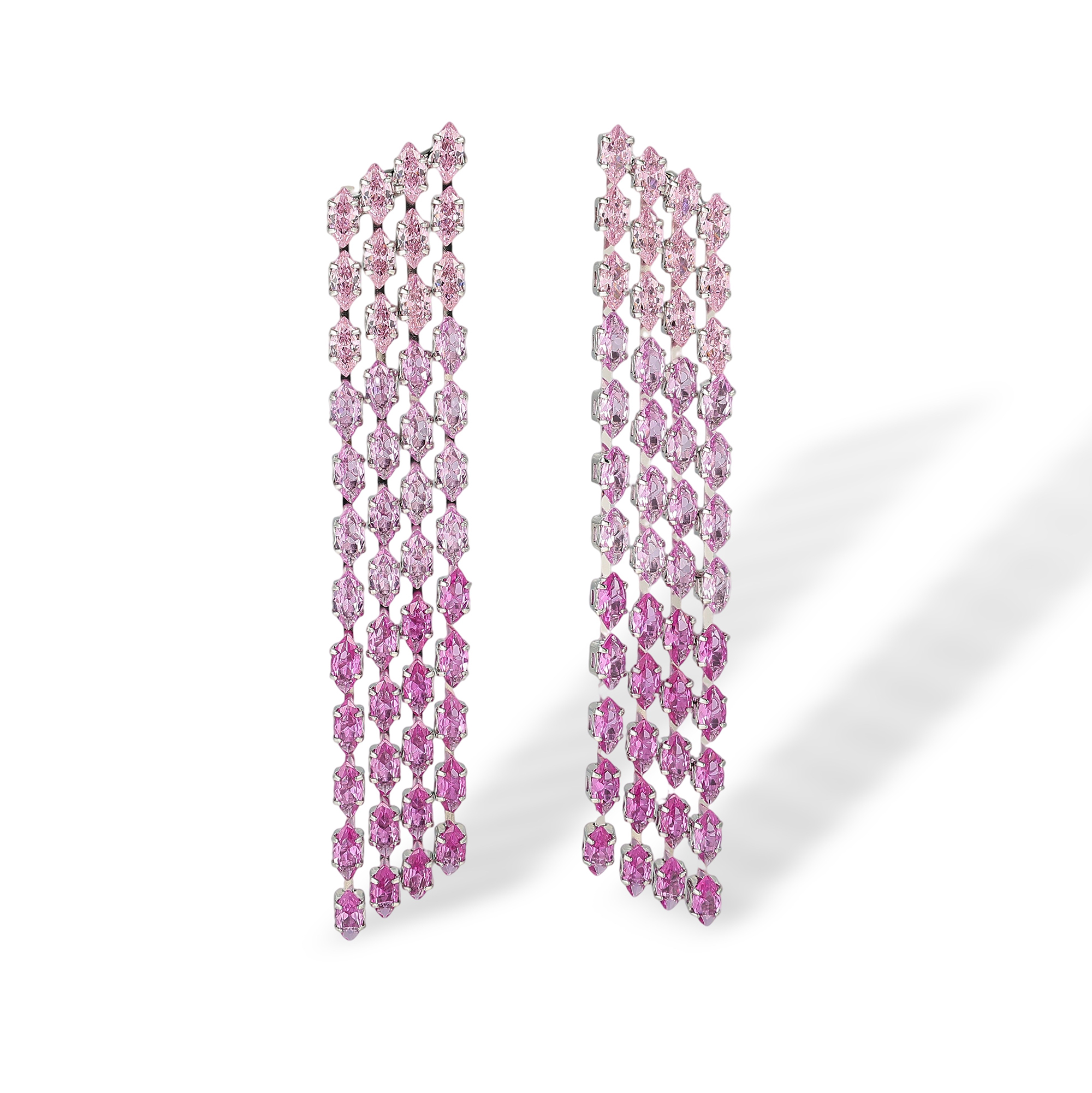 Madrigal Pink Marquise Fringe Drop Earrings