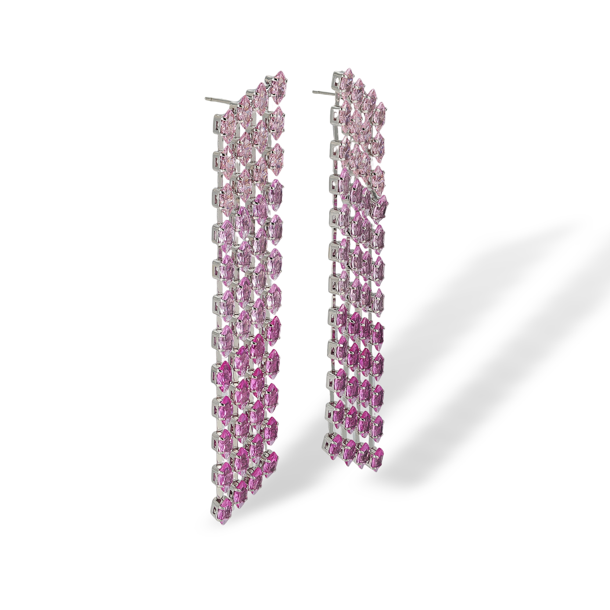 Madrigal Pink Marquise Fringe Drop Earrings