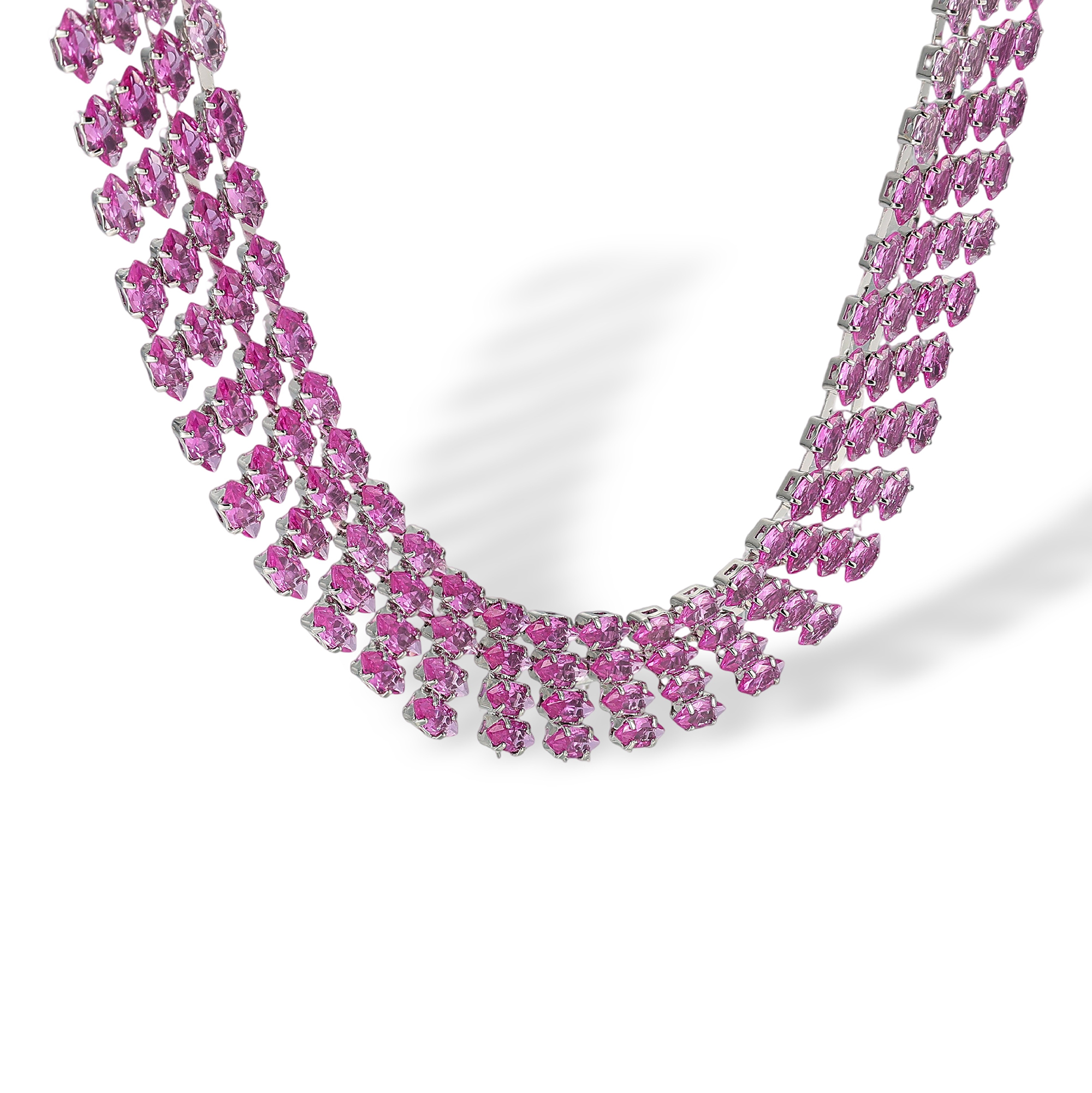 Madrigal Pink Marquise Mesh Necklace