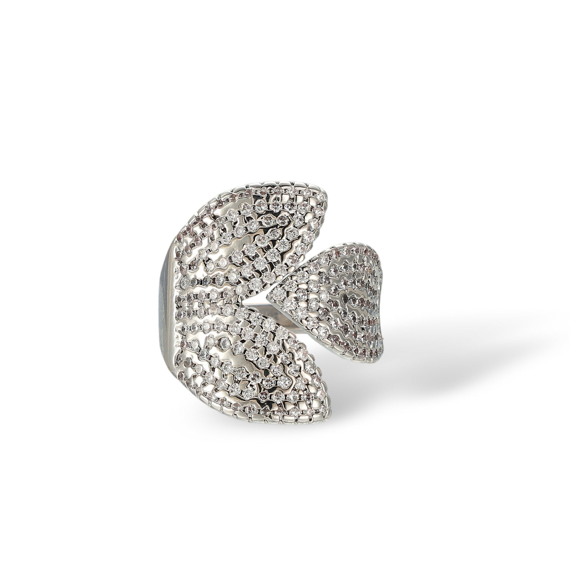 Marly White Leaf Open Ring