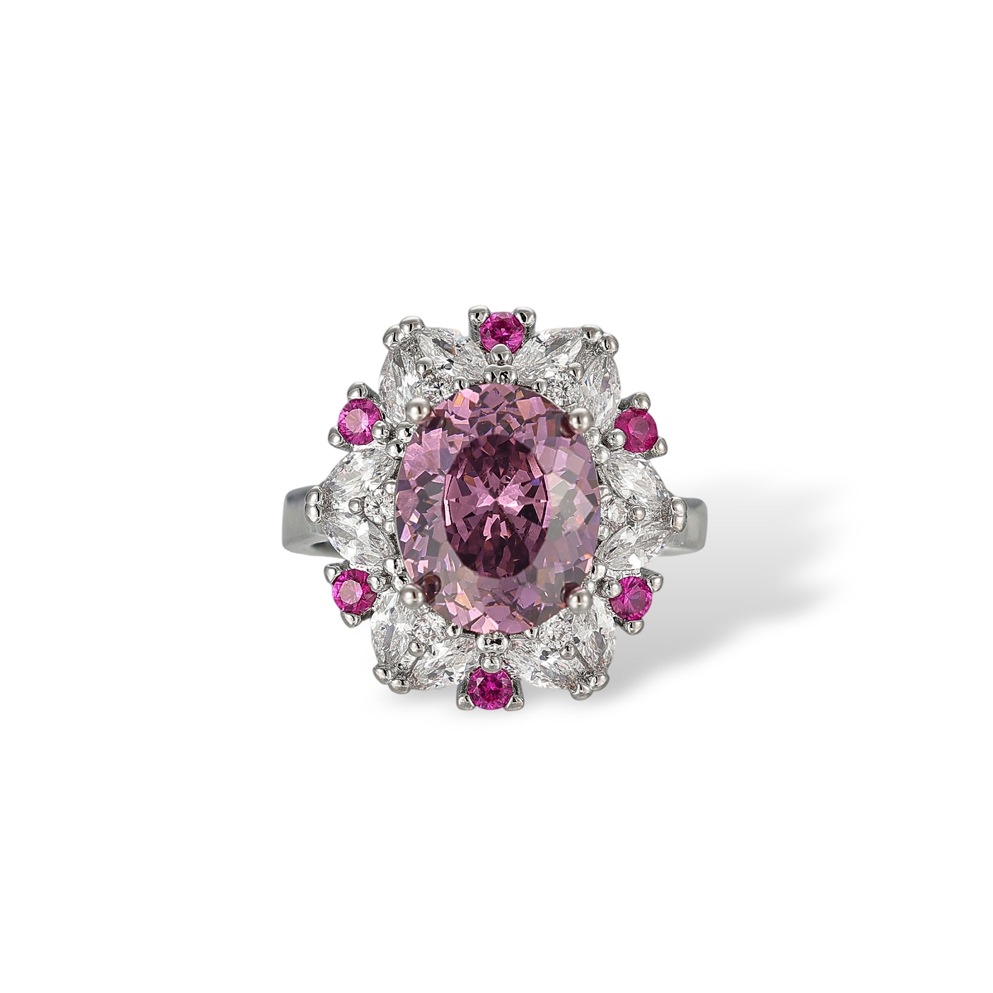Mégane Pink Oval  Floral Open Ring