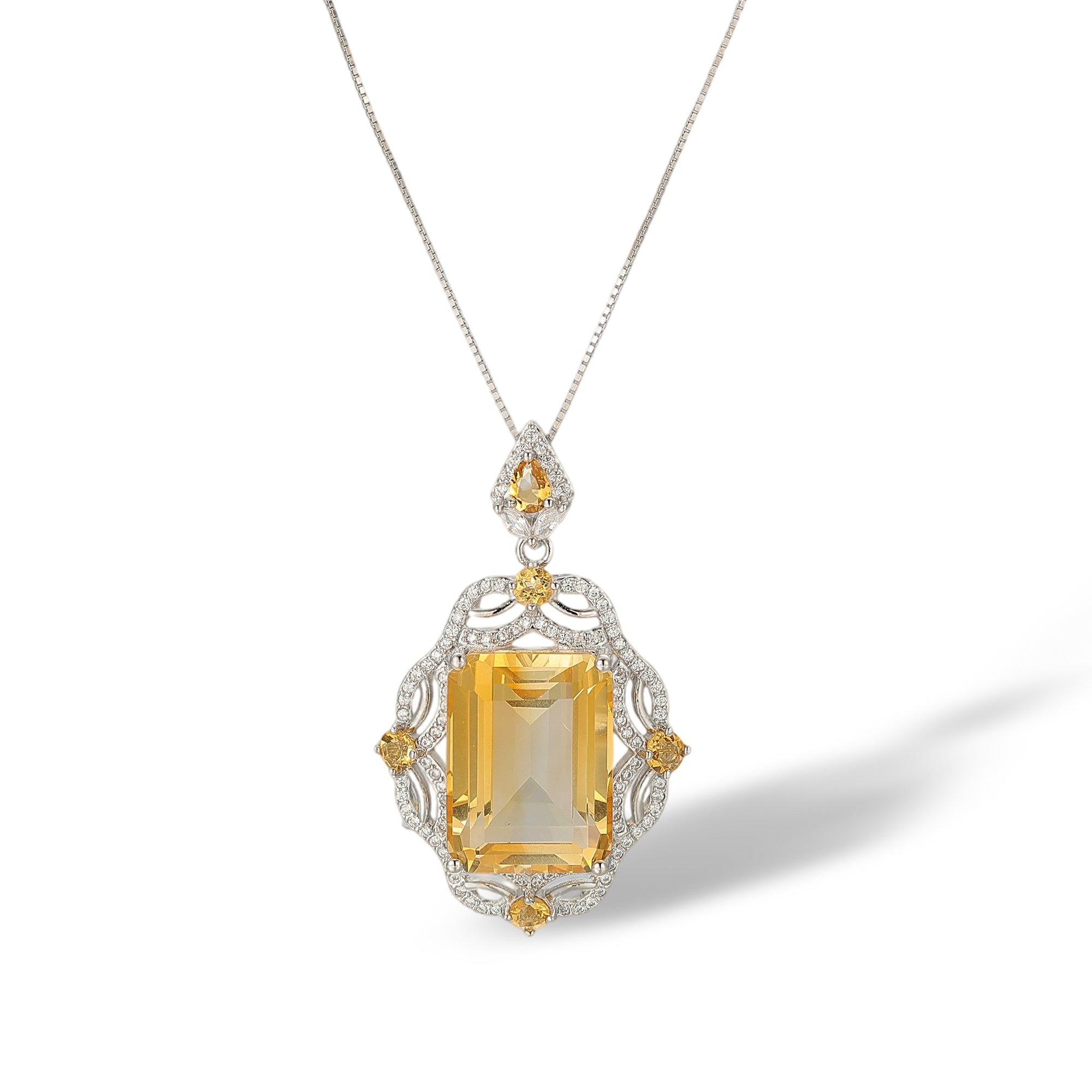Myriam Yellow Rectangular Citrine Necklace
