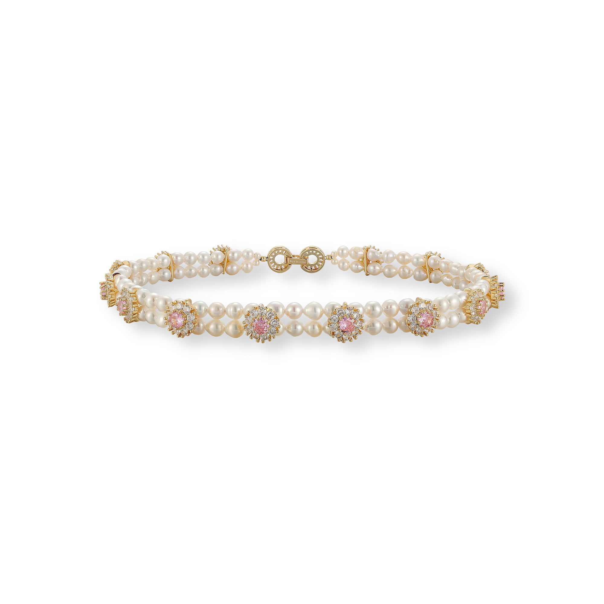 Philine Pink Floral Pearl Choker Necklace