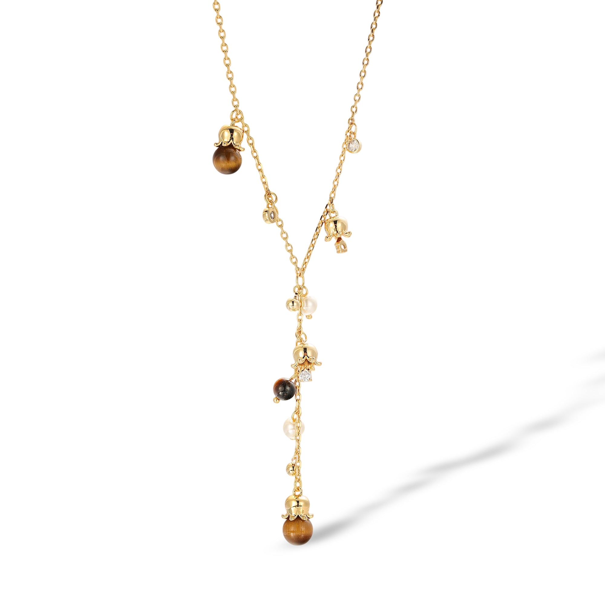 Rosalia 14K Gold Pearl Y Shape Necklace