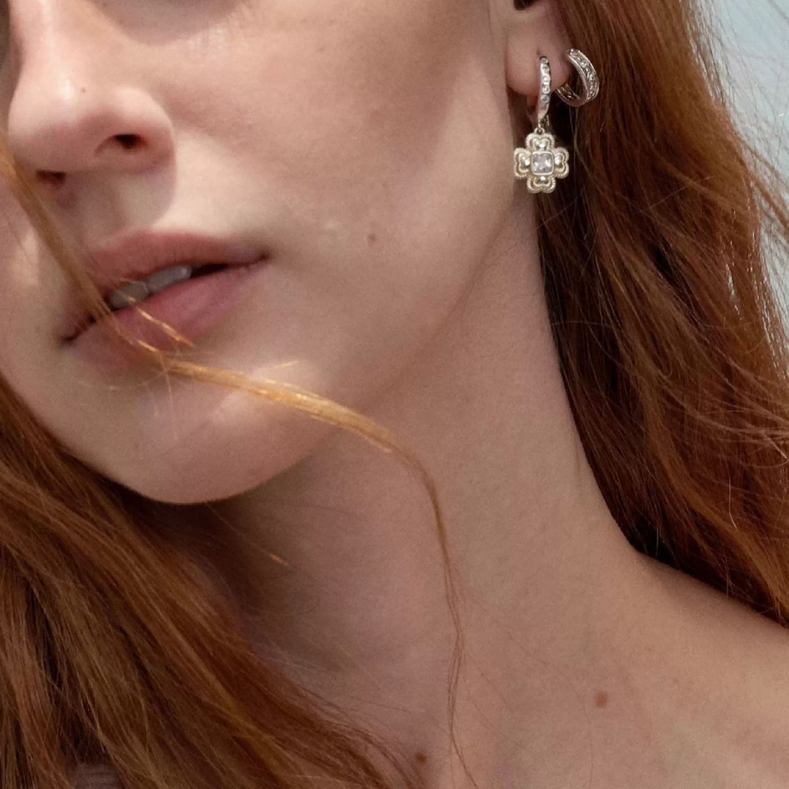 Évadné 14K Gold Rhombus Floral Earrings