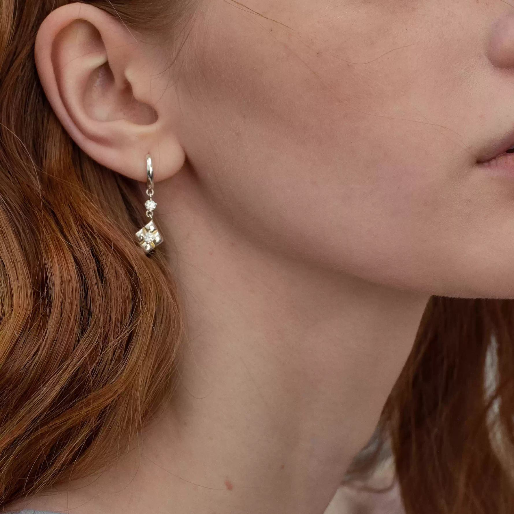 Évadné 14K Gold Rhombus Floral Earrings