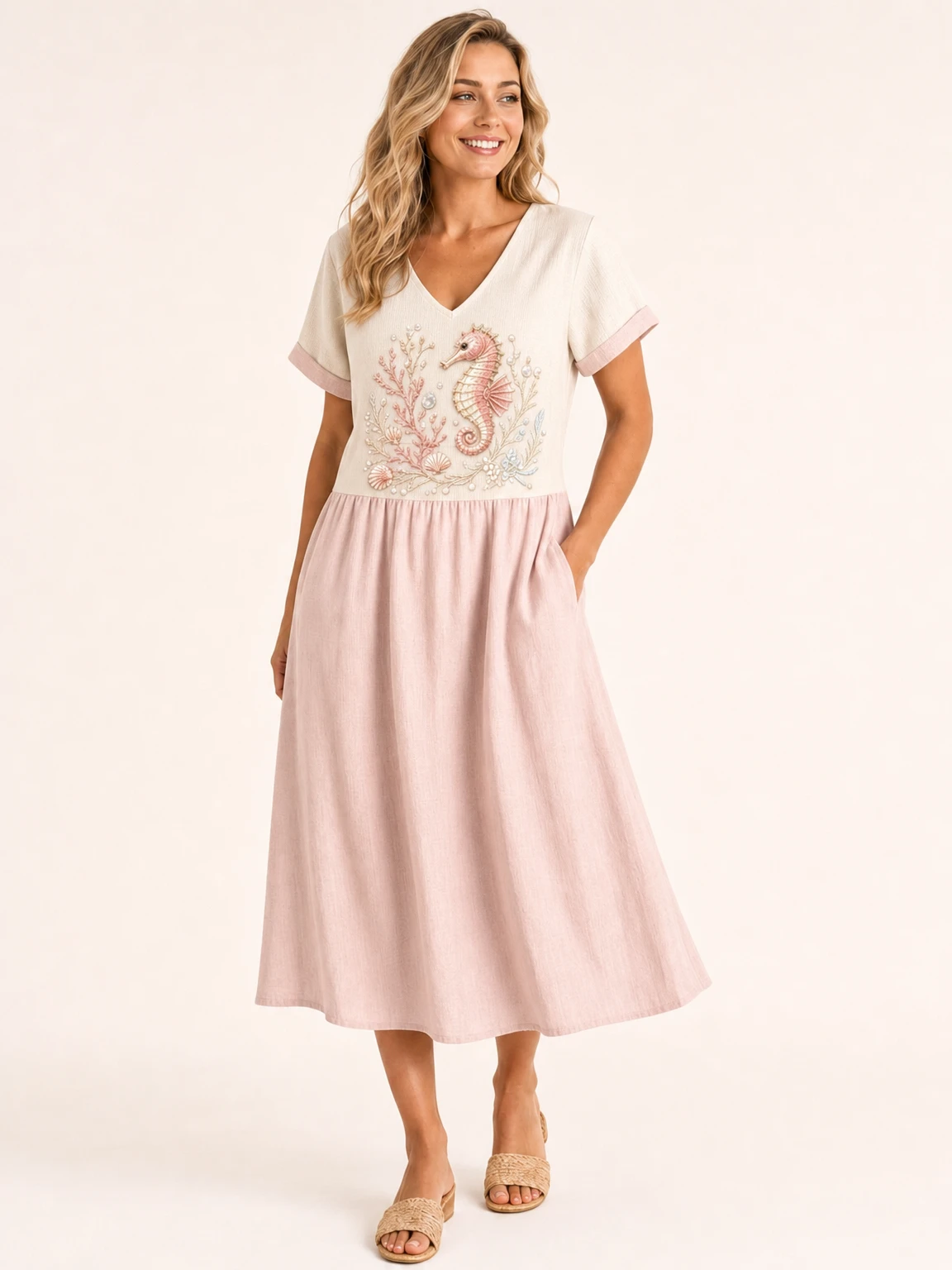 Women's "Ocean Series" Mid-Length Dress (with Pockets)