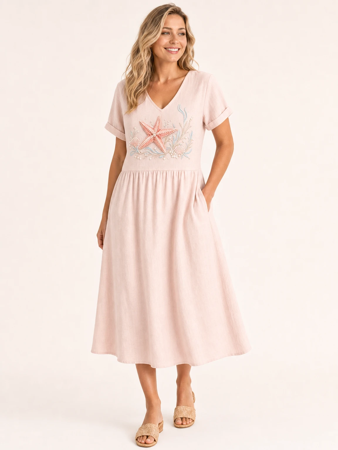 Women's "Ocean Series" Mid-Length Dress (with Pockets)