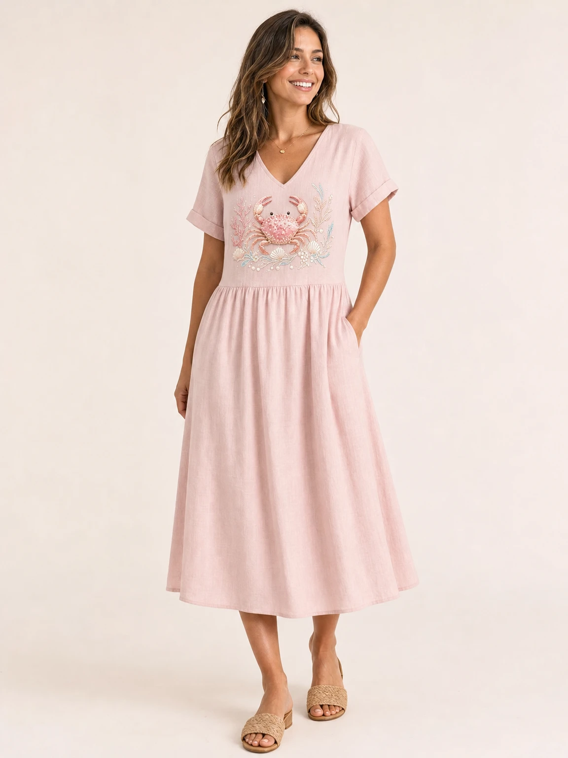 Women's "Ocean Series" Mid-Length Dress (with Pockets)