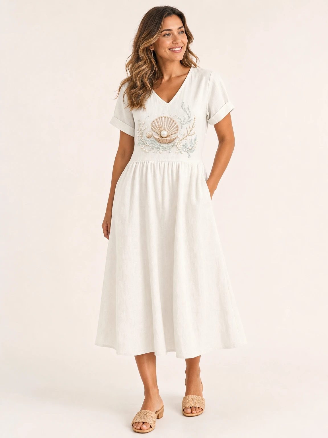 Women's "Ocean Series" Mid-Length Dress (with Pockets)