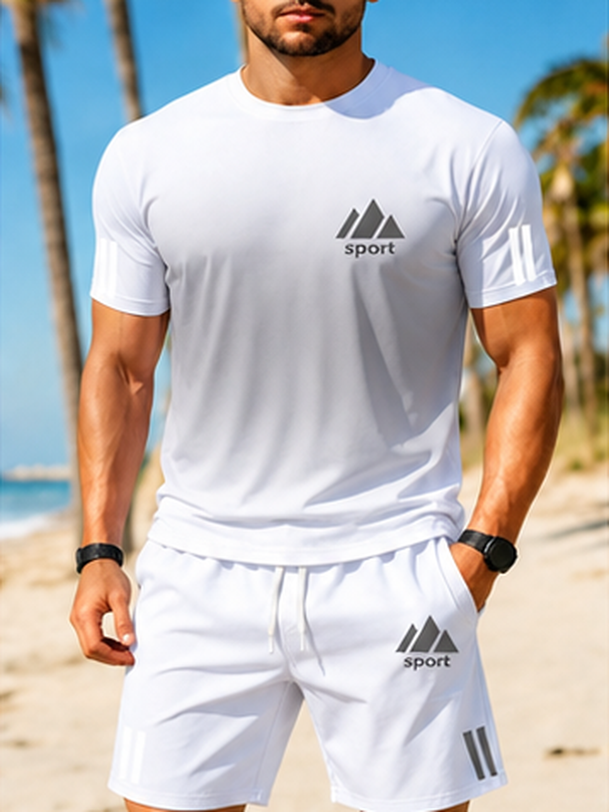 ⏰ Último día: ¡50% de descuento! 🔥 – Conjunto deportivo de verano para hombre con camiseta degradada y pantalones cortos