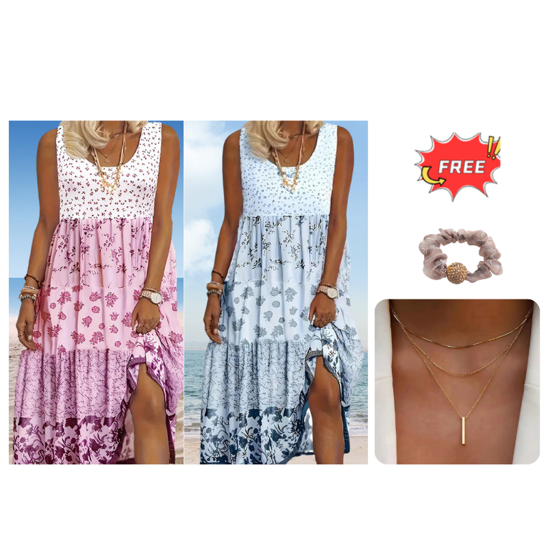 Boho Floral Sleeveless Maxi Dress