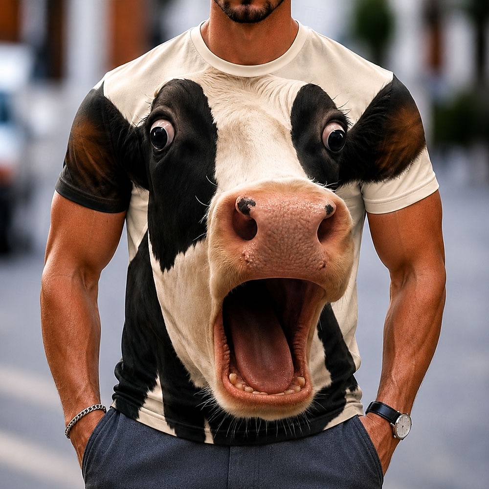  Men's Animal Cows T Shirt Short Sleeve T shirt