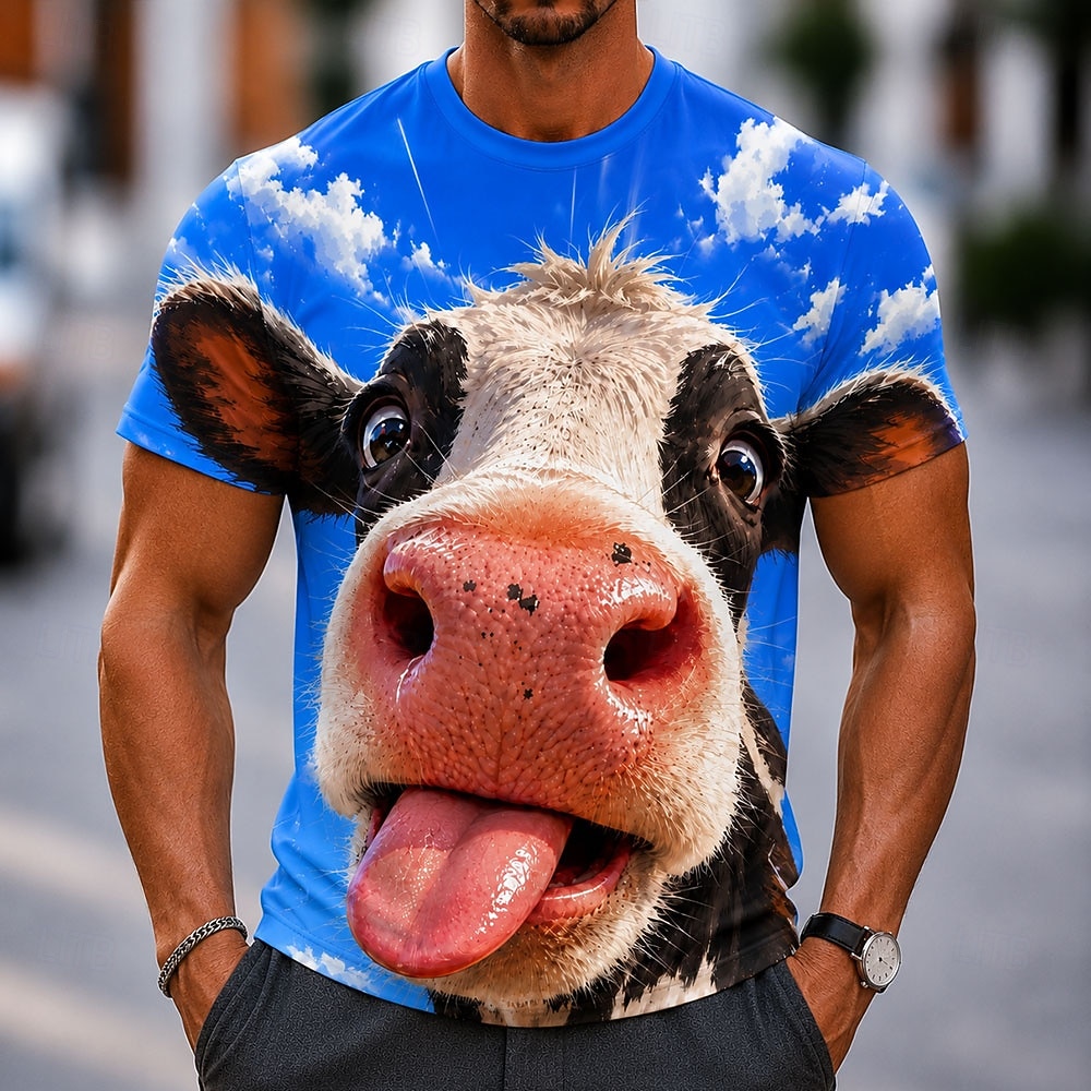  Men's Animal Cows T Shirt Short Sleeve T shirt