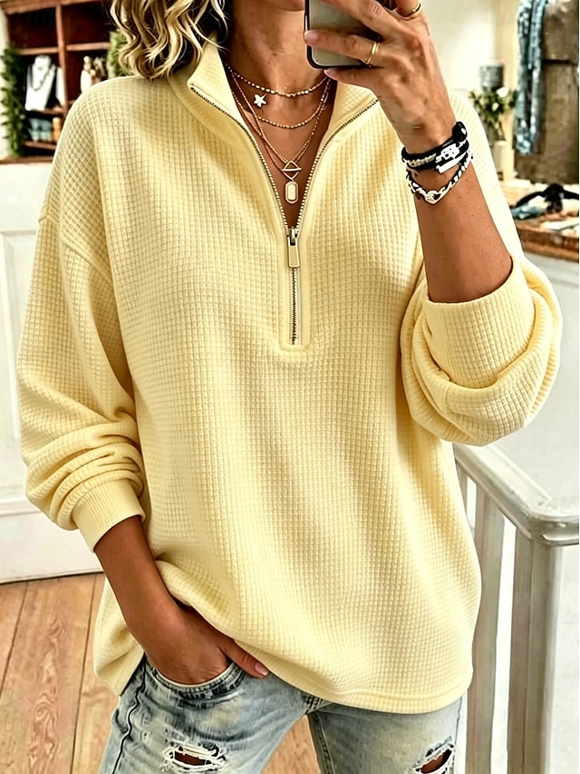 Women's Waffle Knit Half-Zip Pullover