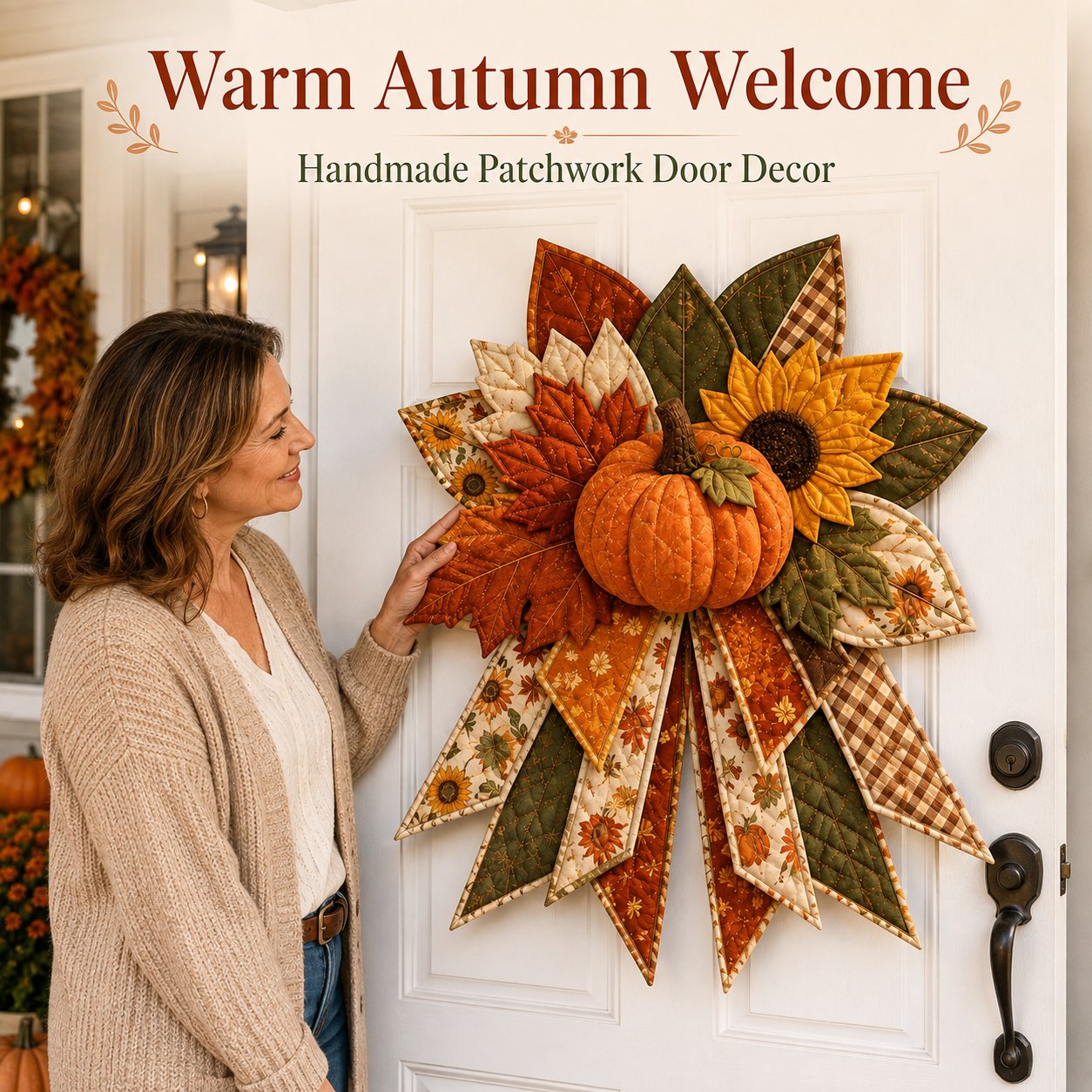 🔥Last Day 49% OFF - 🎃🎀 Oversized Seasonal Quilted Door Bow DIY Sewing Kit