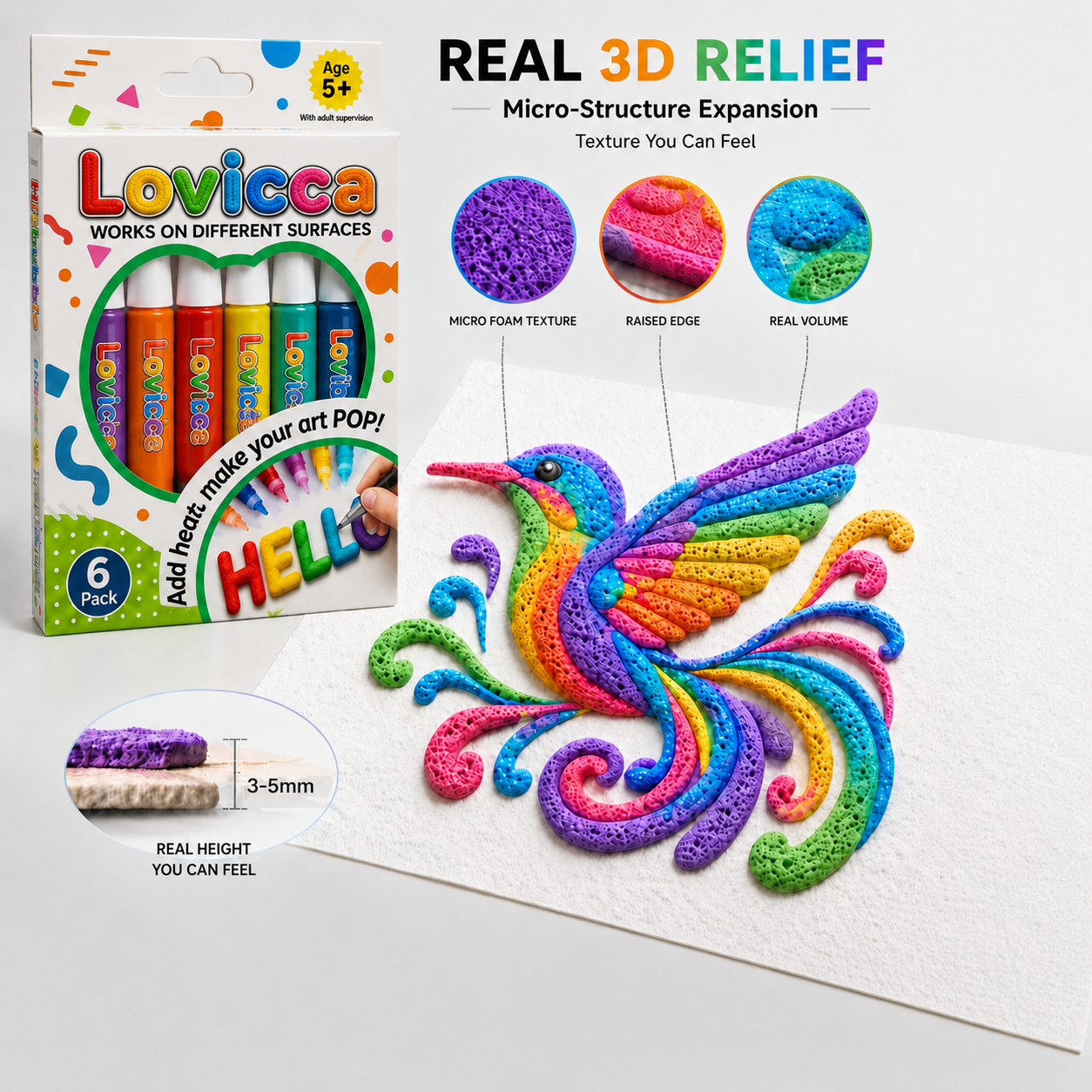 🦄👗3D Relief Art Pen – Turn Flat Drawings Into Touchable 3D Art